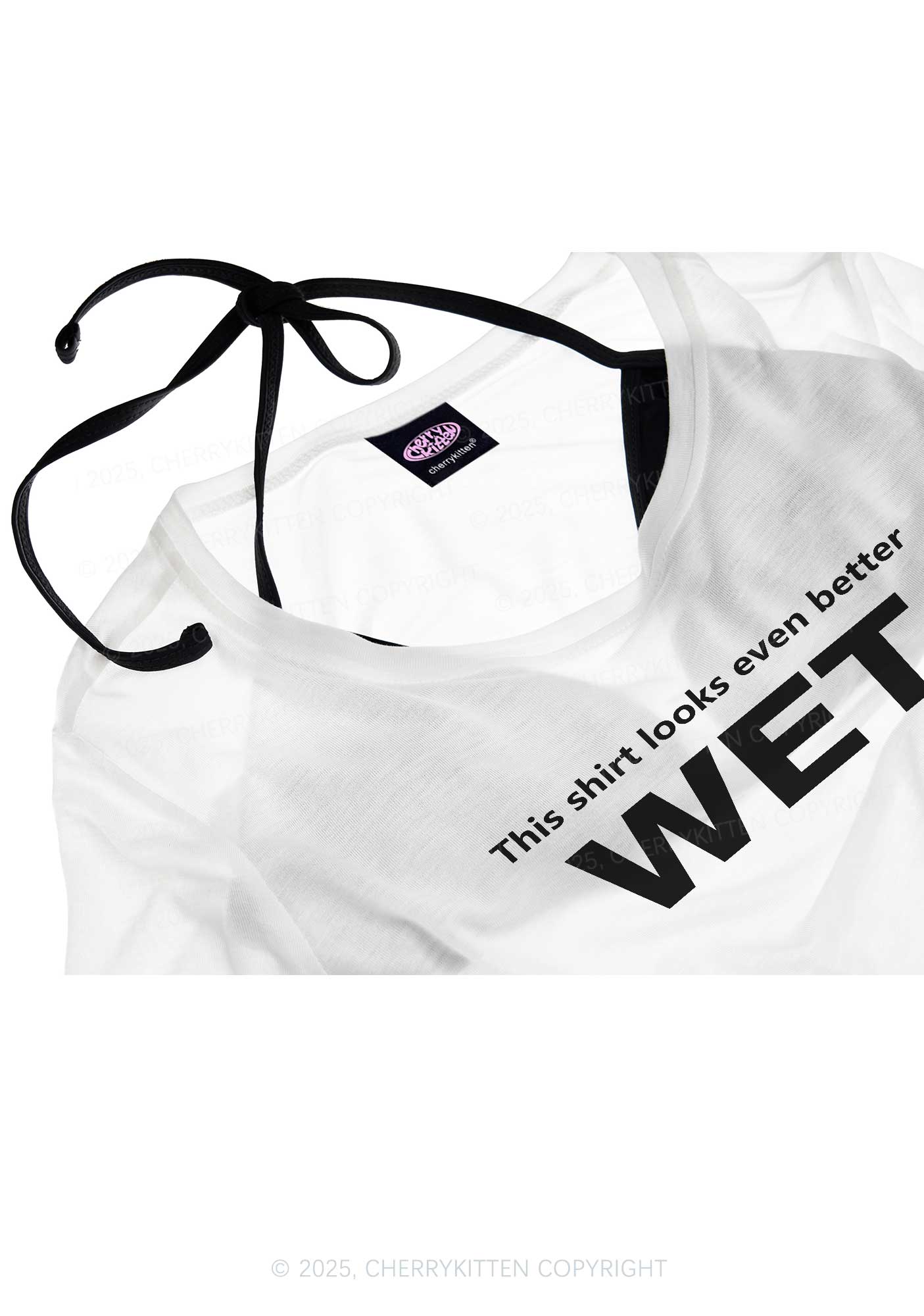 This Shirt Looks Better Wet Y2K Sheer Crop Tee Cherrykitten