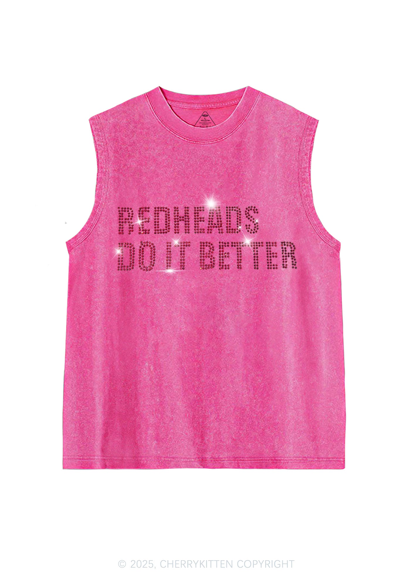 Rhinestone Redheads Do It Better Y2K Washed Muscle Tank Cherrykitten