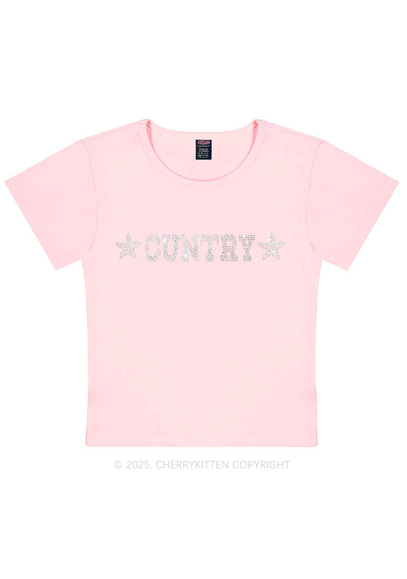 Rhinestone Cuntry Y2K Baby Tee Cherrykitten