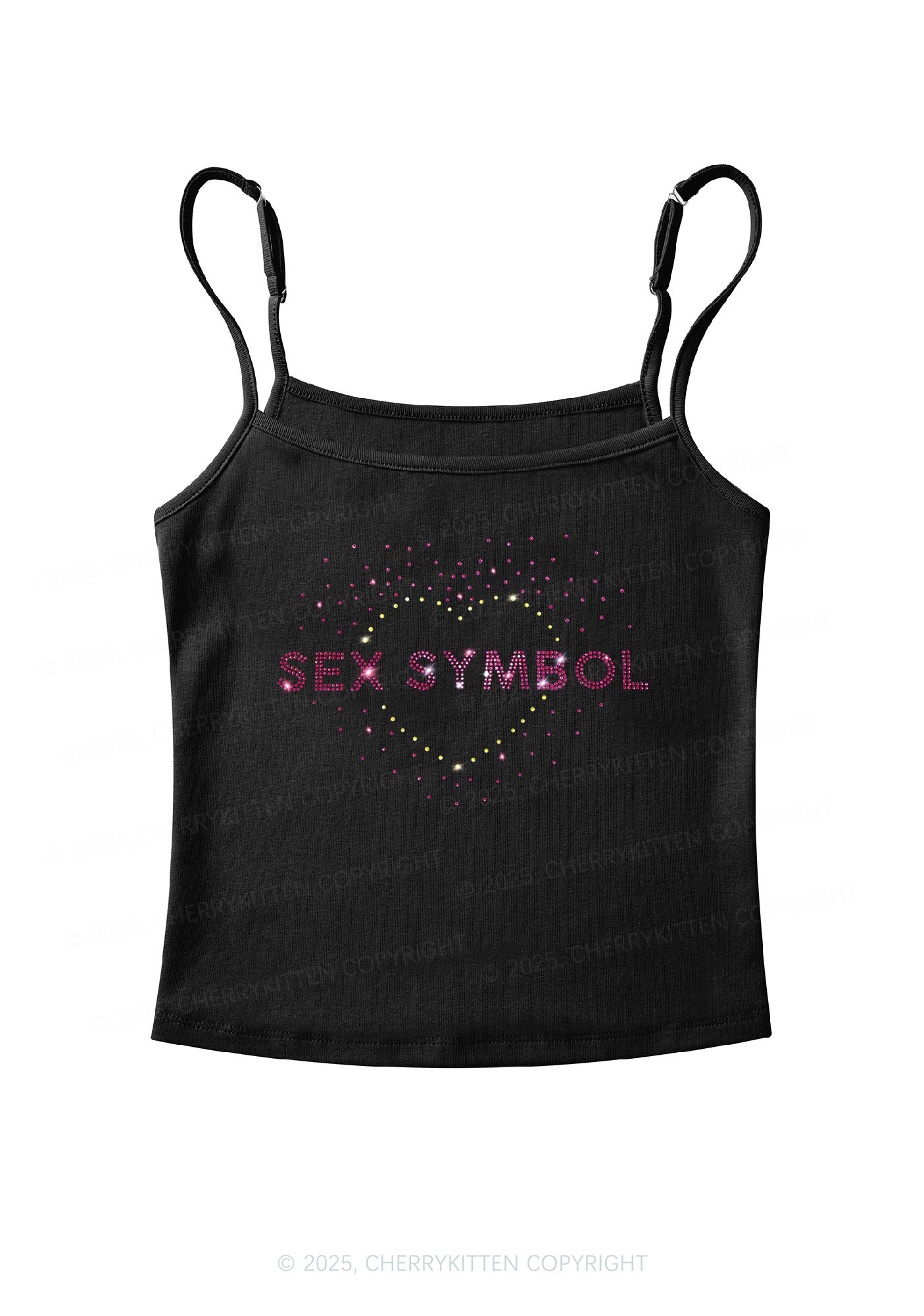 Rhinestone Sx Symbol Y2K Spaghetti Strap Cami Cherrykitten