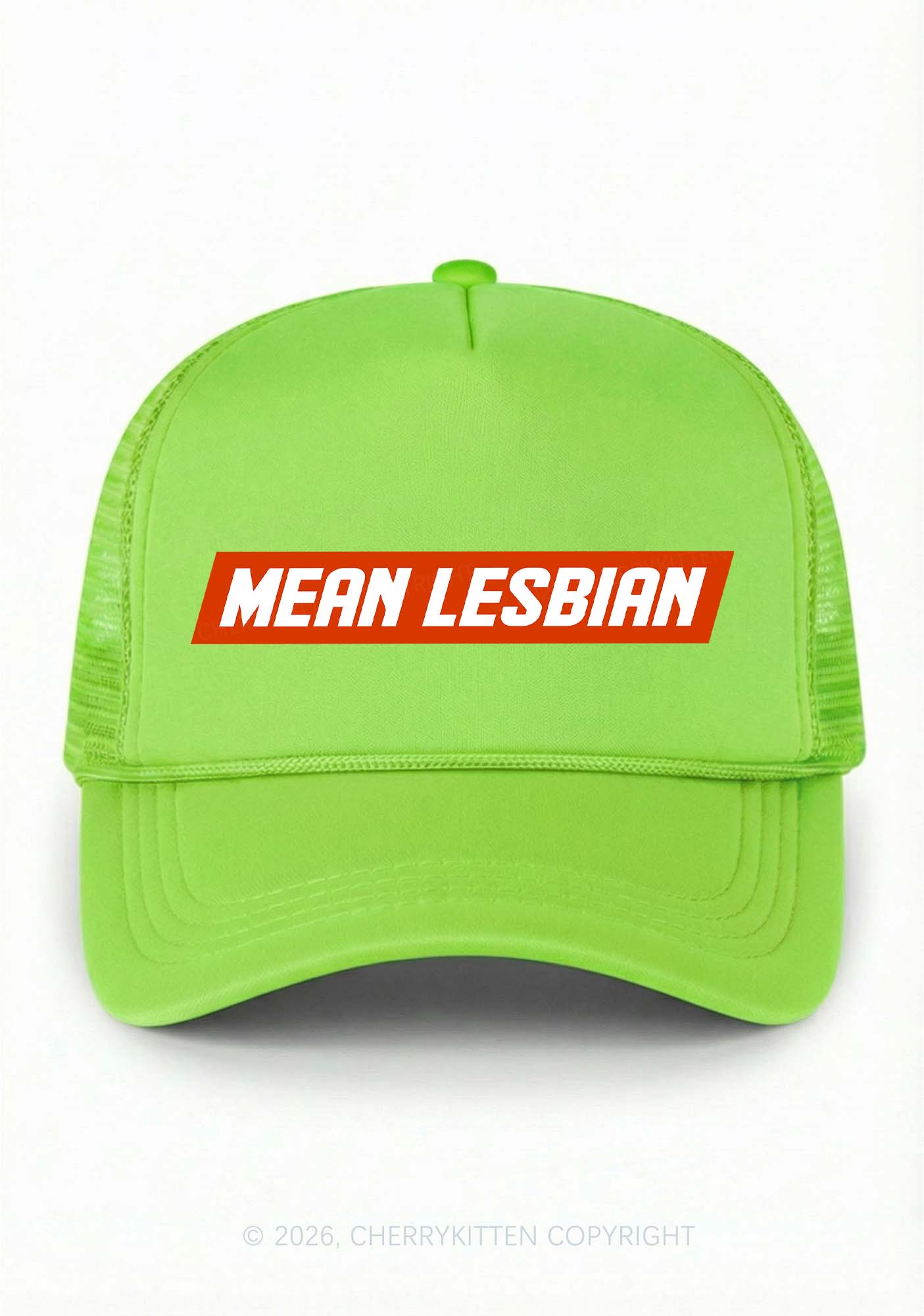 Mean Lesbian Pride Y2K Trucker Hat Cherrykitten
