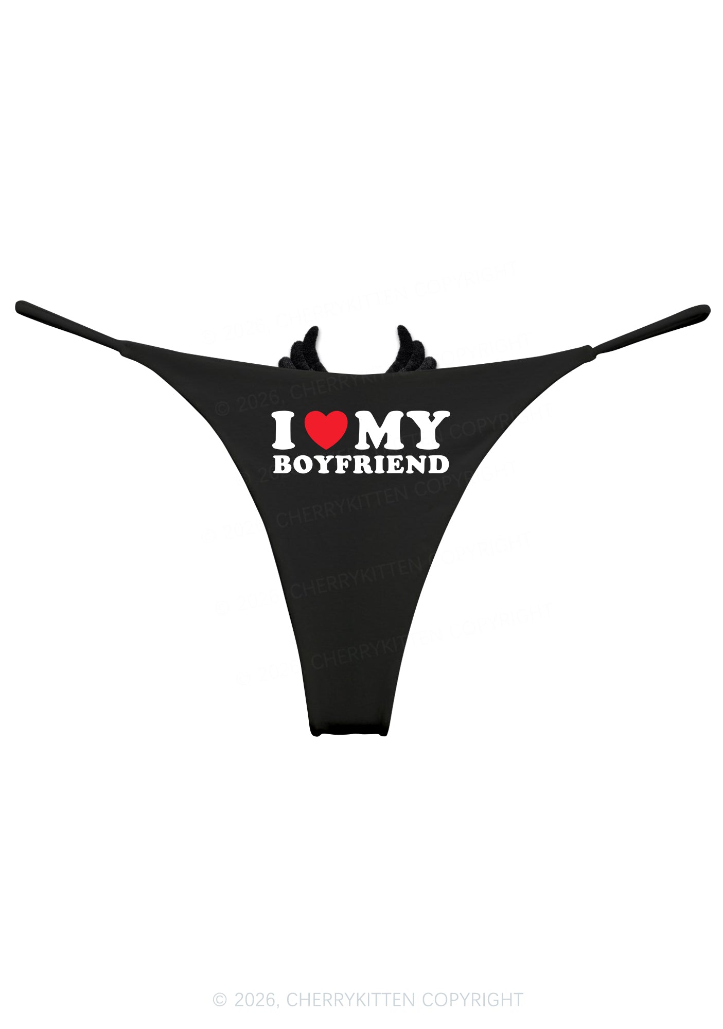 I Love My Boyfriend Y2K Goth Angel Wings Bikini String Thong Cherrykitten