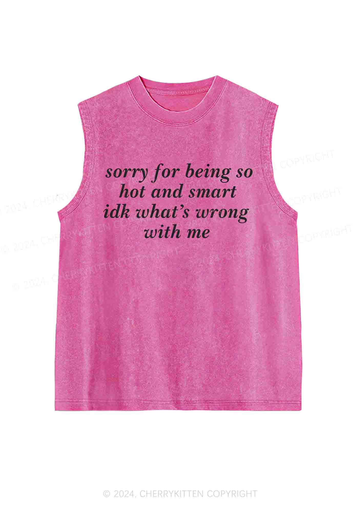 Sorry For Being So Smart Y2K Washed Tank Cherrykitten