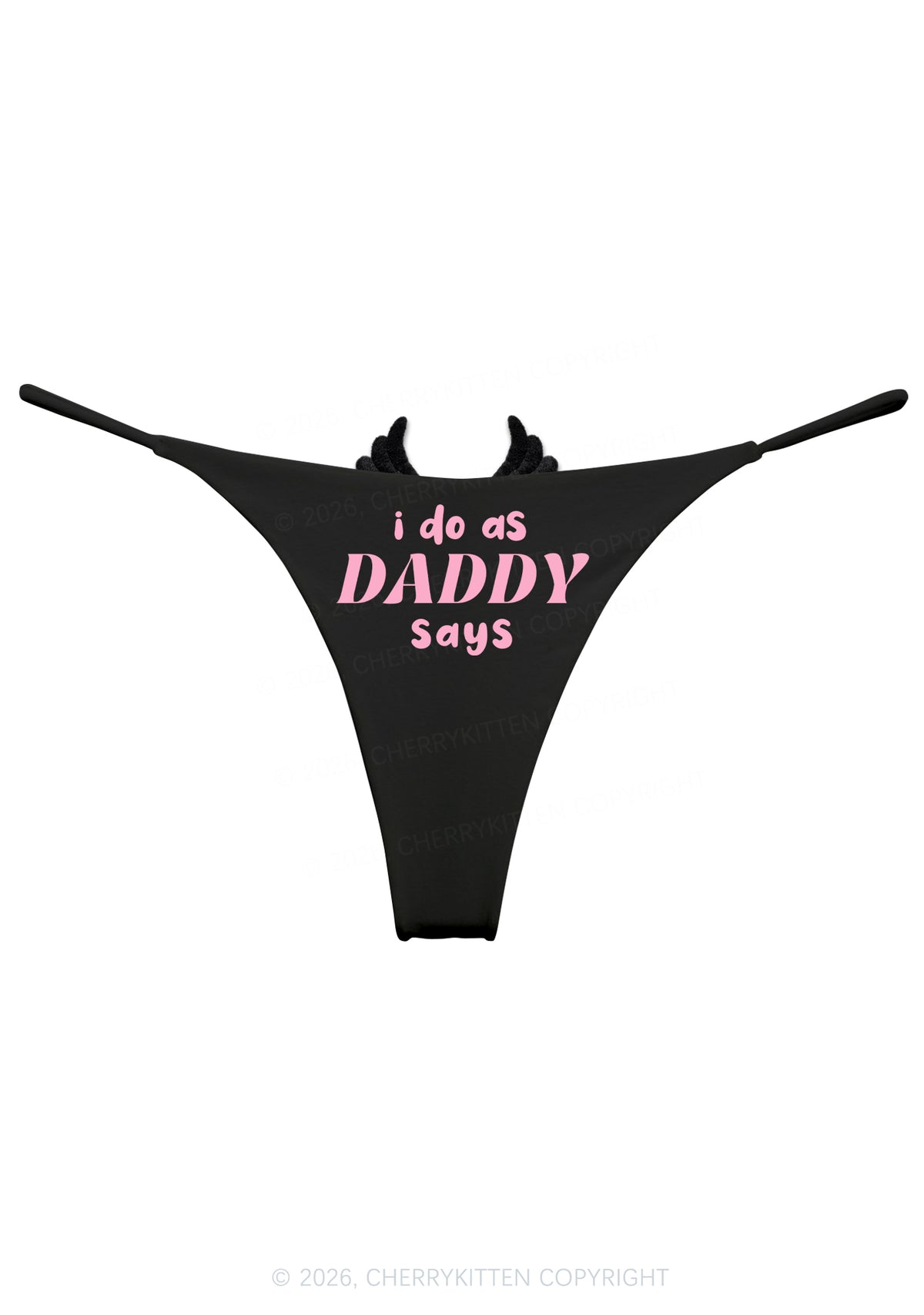 I Do As Daddy Says Y2K Goth Angel Wings Bikini String Thong Cherrykitten