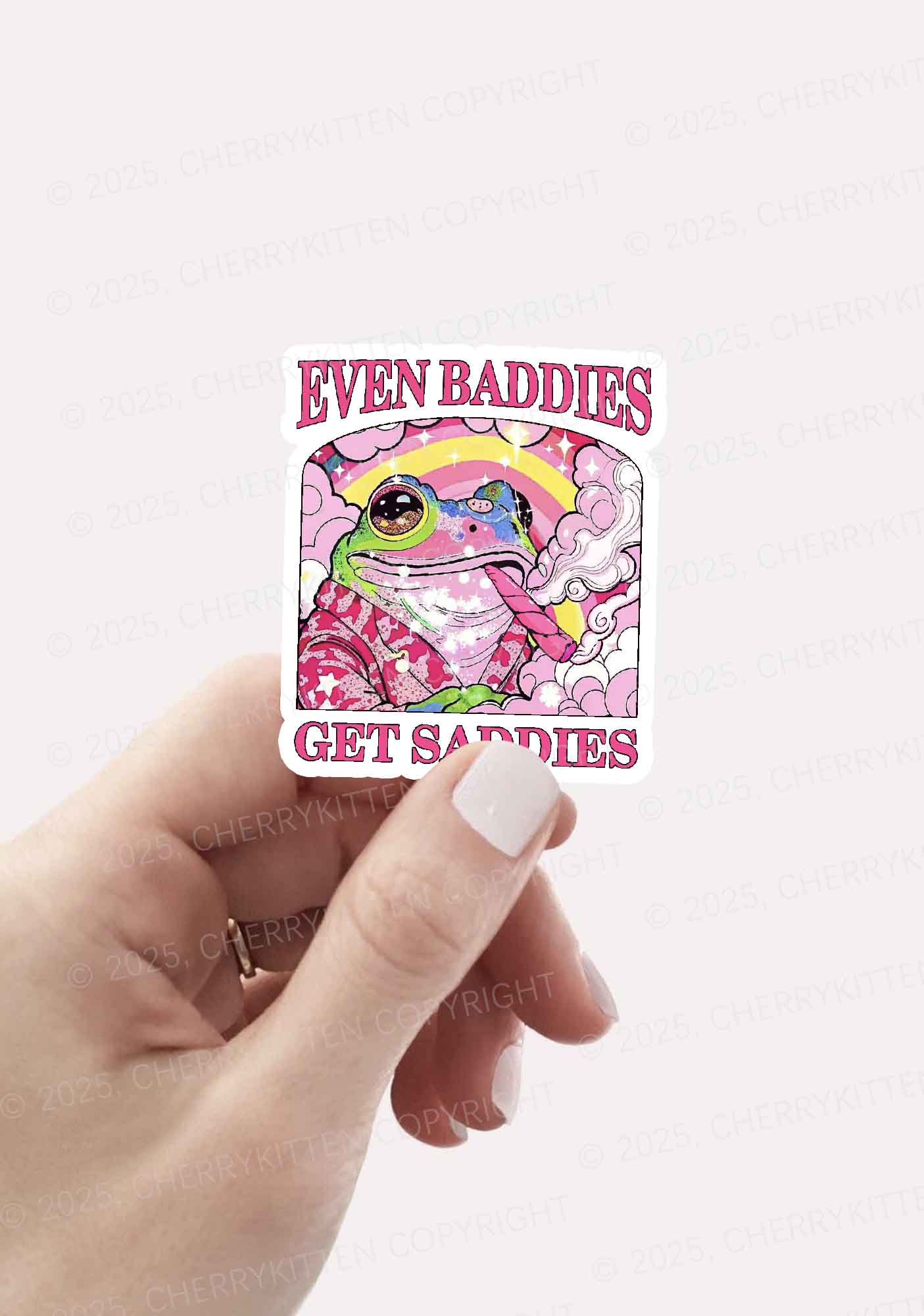Baddies Smoking Frog 1Pc Y2K Sticker Cherrykitten