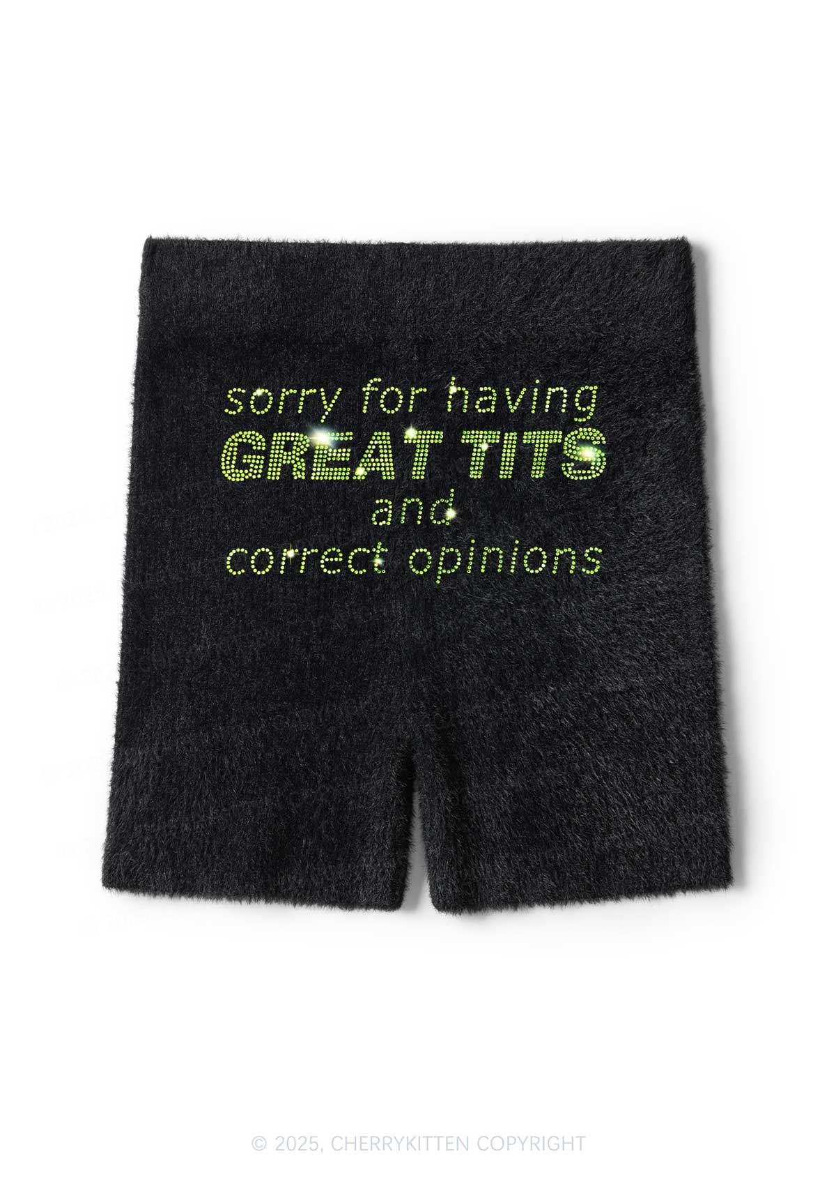 Rhinestone Sorry For Having Correct Opinions Y2K Fluffy Shorts Cherrykitten