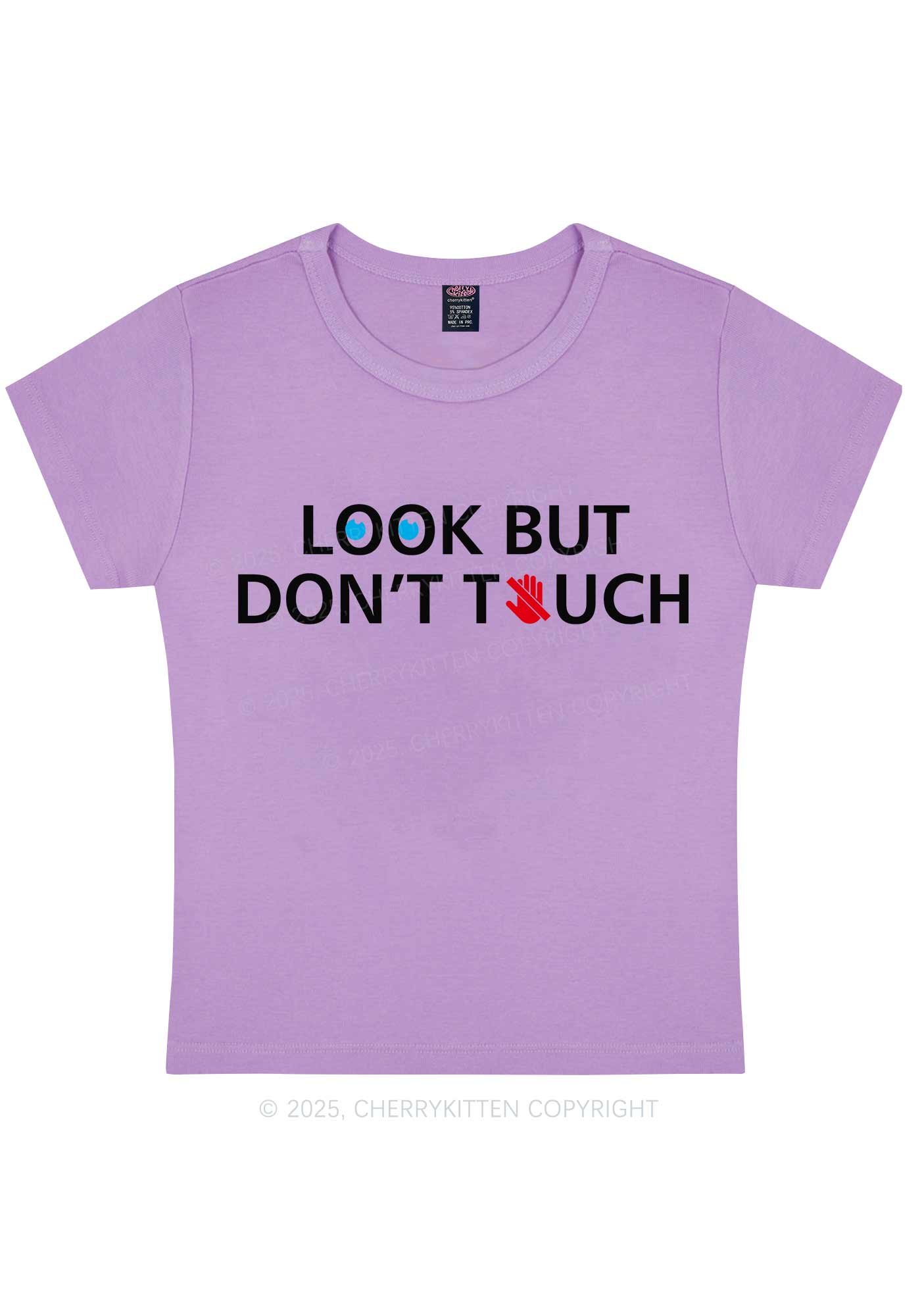 Look Dont Touch Y2K Baby Tee Cherrykitten
