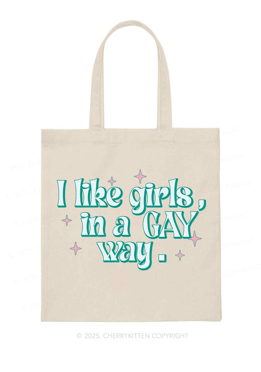 Like Girls In Gay Way Pride Y2K Canvas Tote Bag Cherrykitten