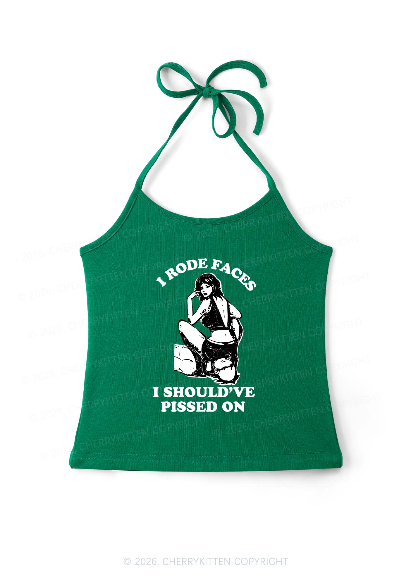 I Rode Faces Y2K Halter Neck Cami Cherrykitten