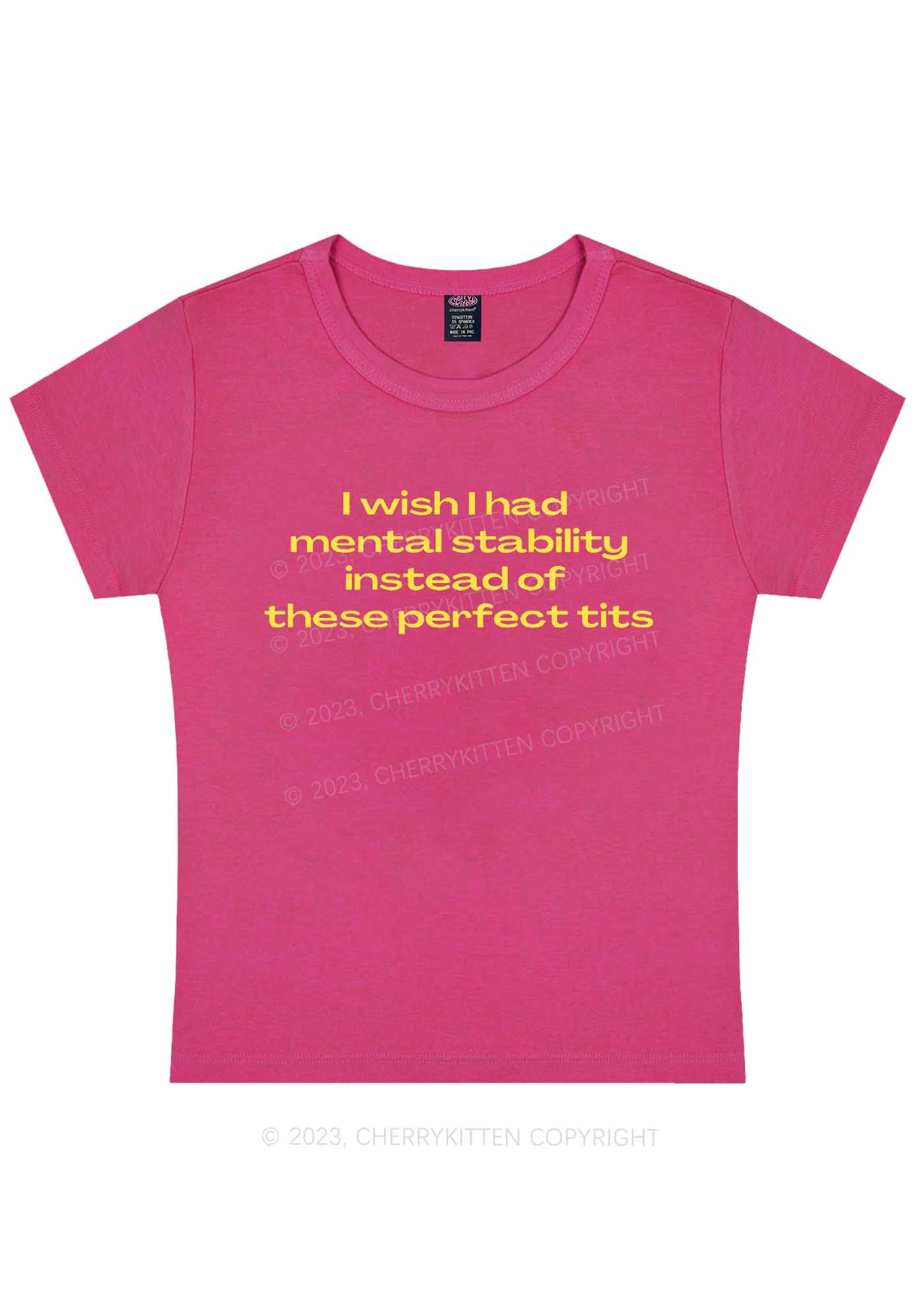 Mental Stability Y2K Baby Tee Cherrykitten