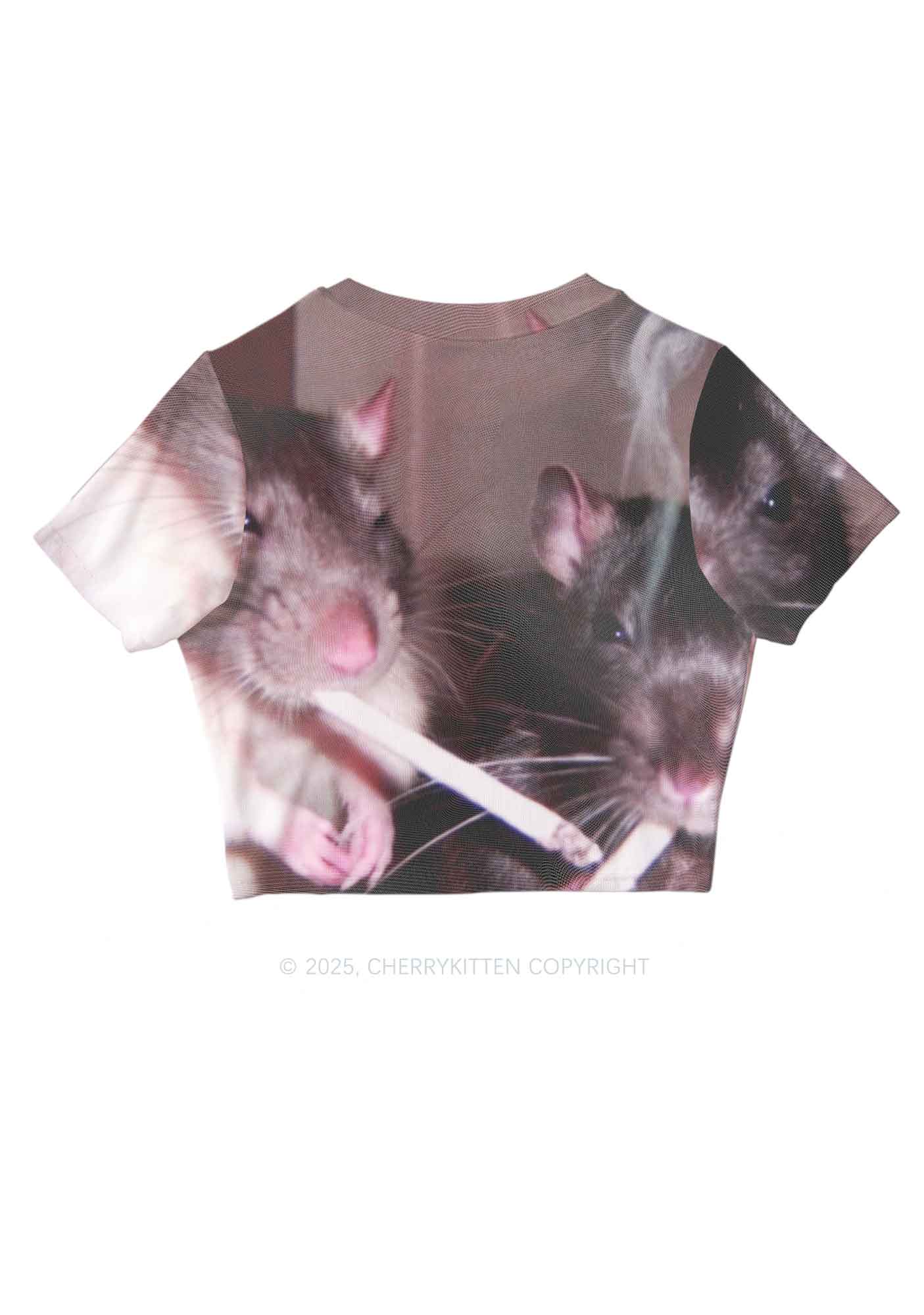 Smoking Rats Y2K Mesh Crop Top Cherrykitten