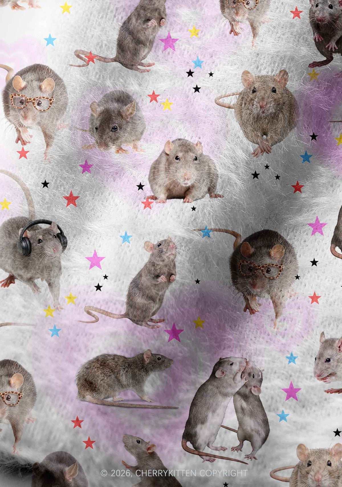 Cute Rats Y2K Print Knit Beanie Cherrykitten