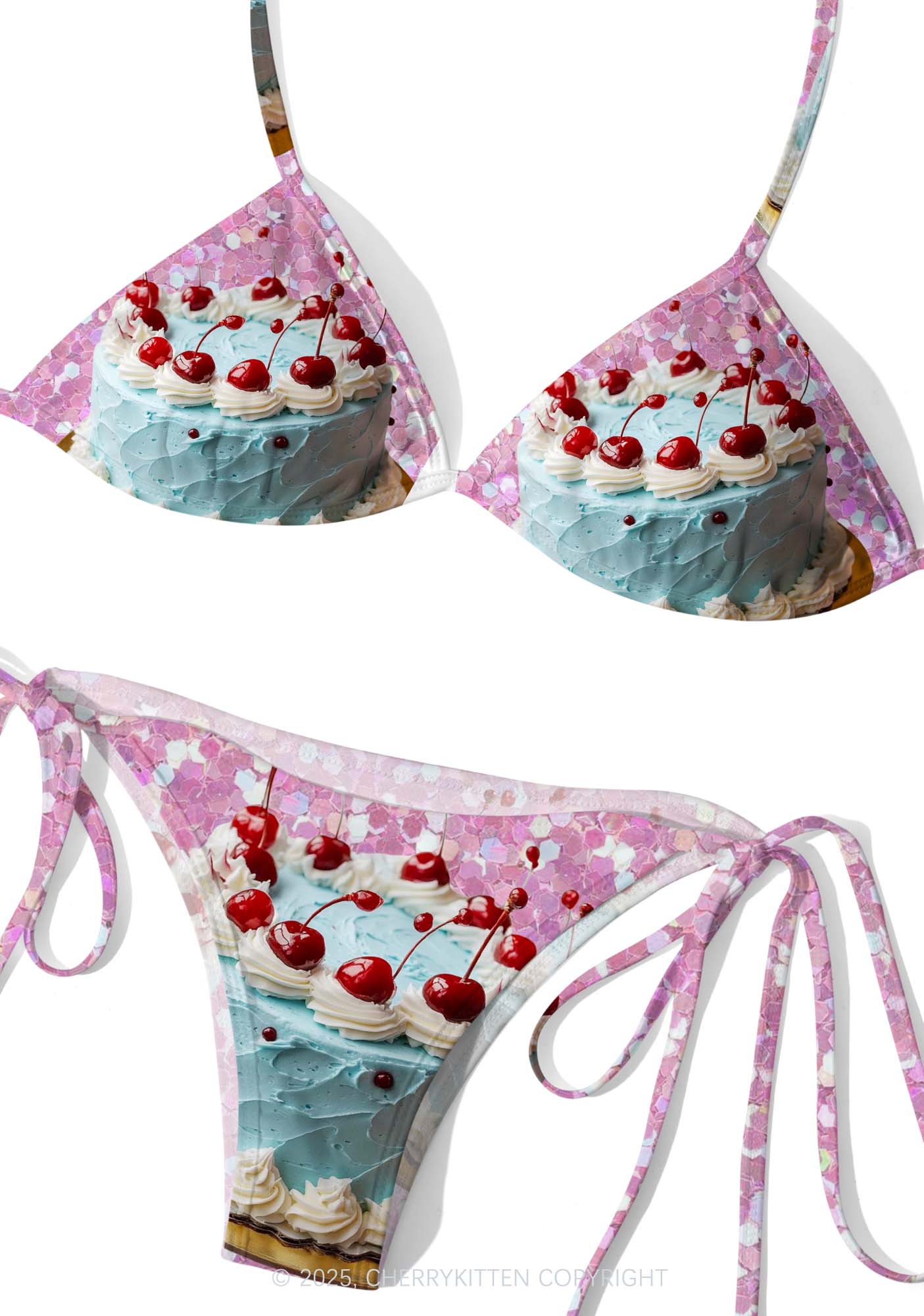 Cherry Cake Y2K Print Bikini Set Cherrykitten
