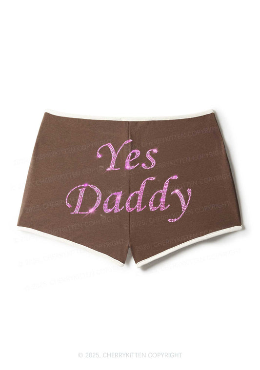 Rhinestone Yes Daddy Y2K Booty Shorts Cherrykitten