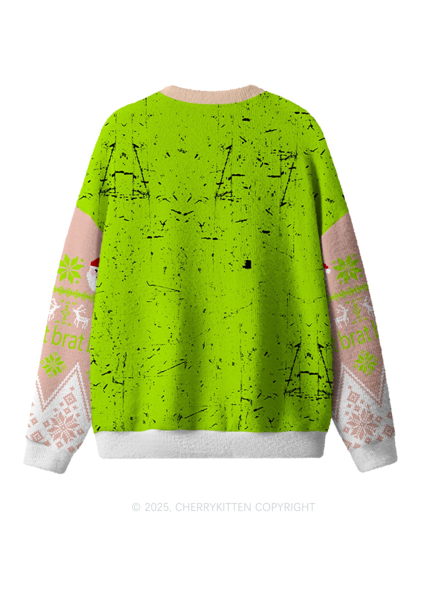 Green Bikini Santa Y2K Christmas Knit Sweatshirt Cherrykitten