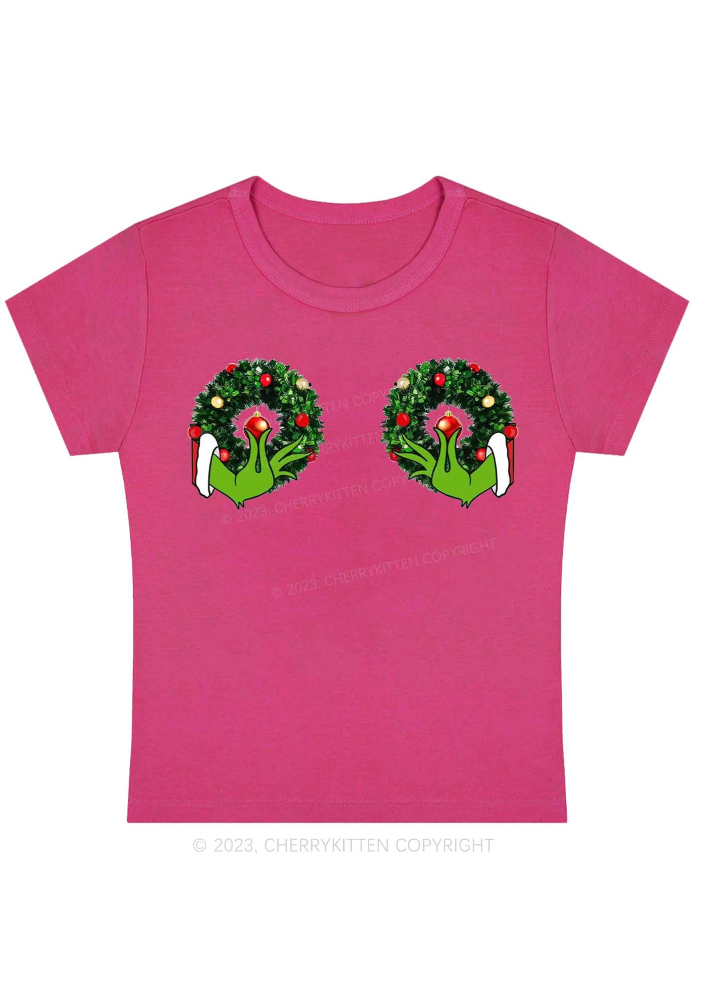 Christmas Wreath Baby Tee Cherrykitten