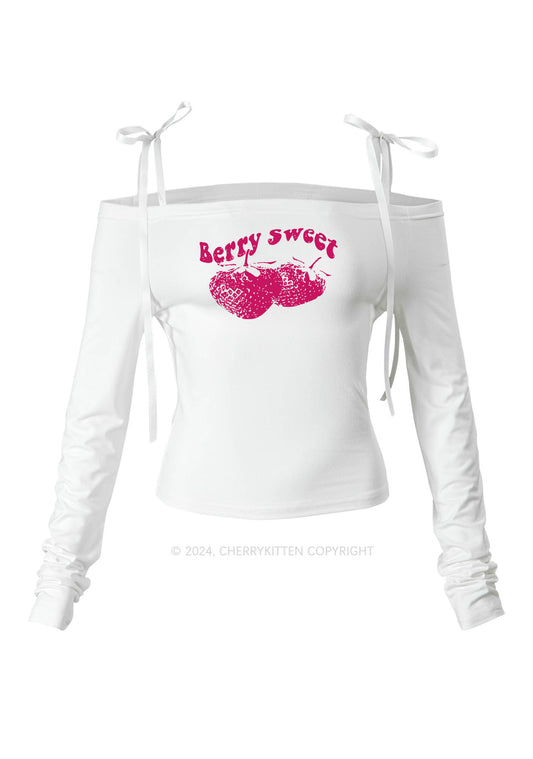 Berry Sweet Y2K Lace Up Off Shoulder Long Sleeve Cherrykitten