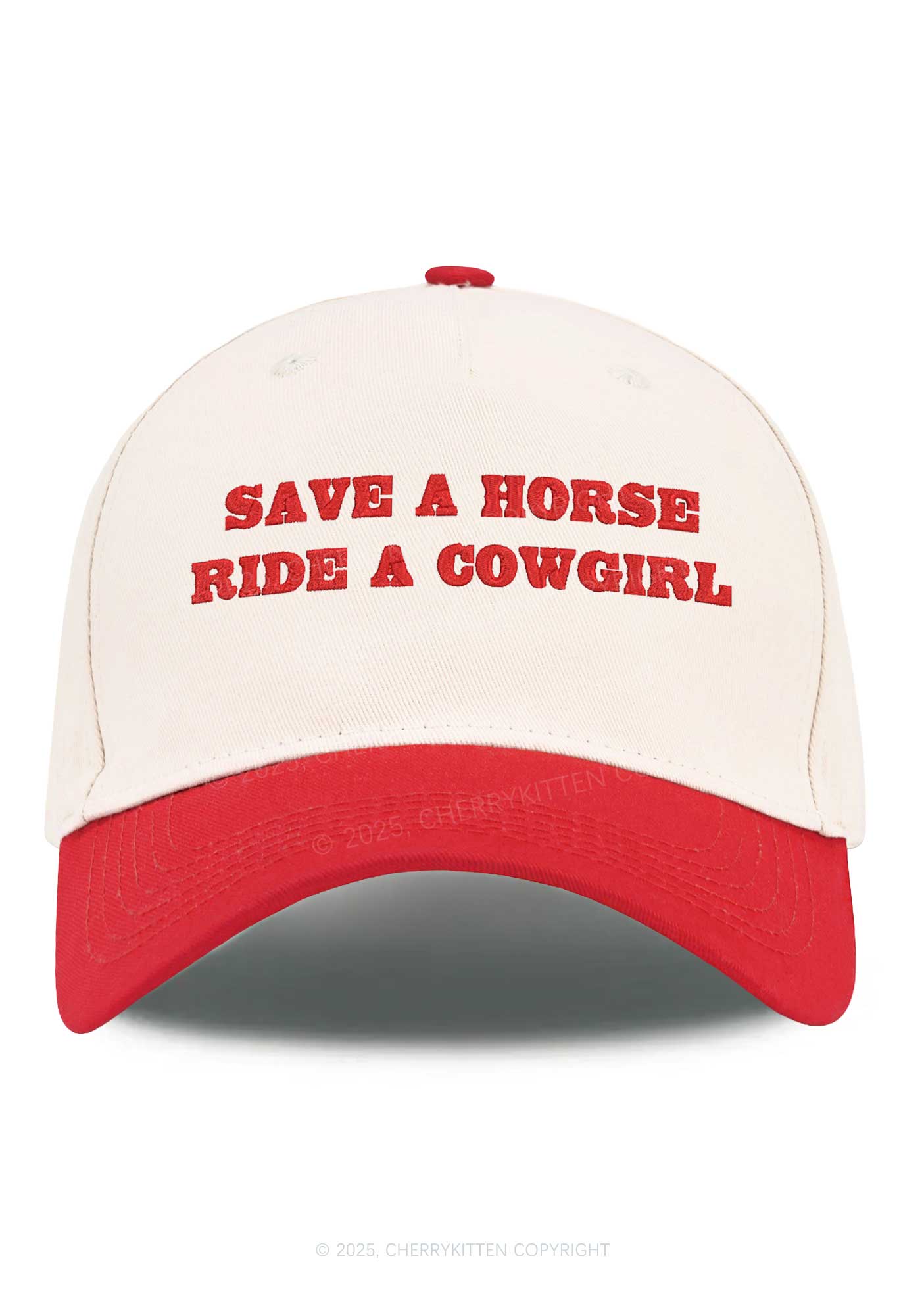 Embroidered Save A Horse Ride A Cowgirl Y2K Color Block Baseball Cap Cherrykitten