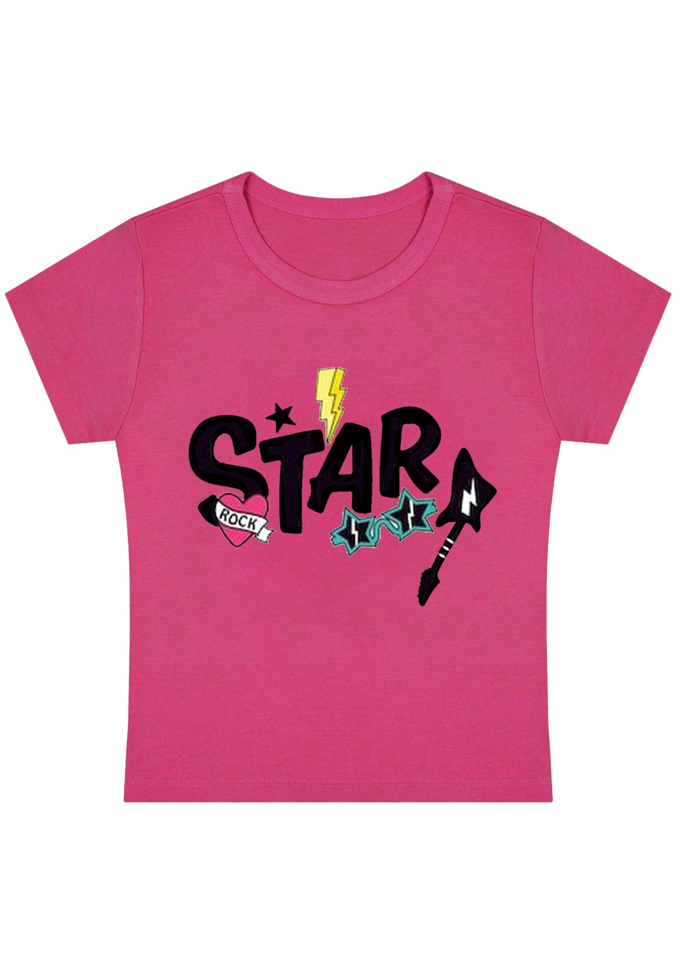 Rock Star Guitar Y2K Baby Tee