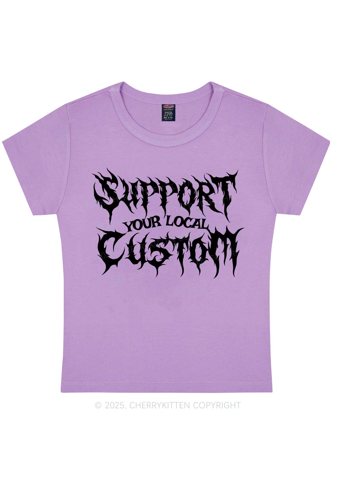 Custom Support Your Local Y2K Baby Tee Cherrykitten