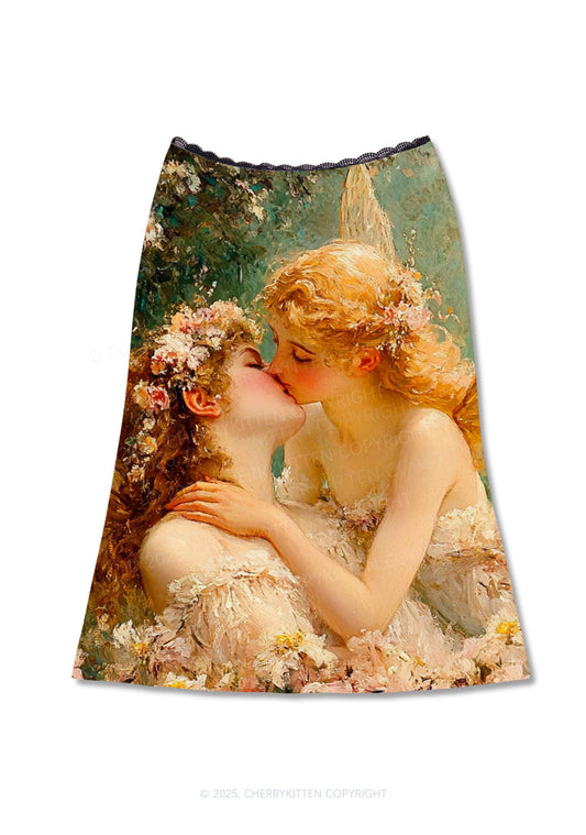 Fairy Kiss Y2K Print Midi Skirt Cherrykitten
