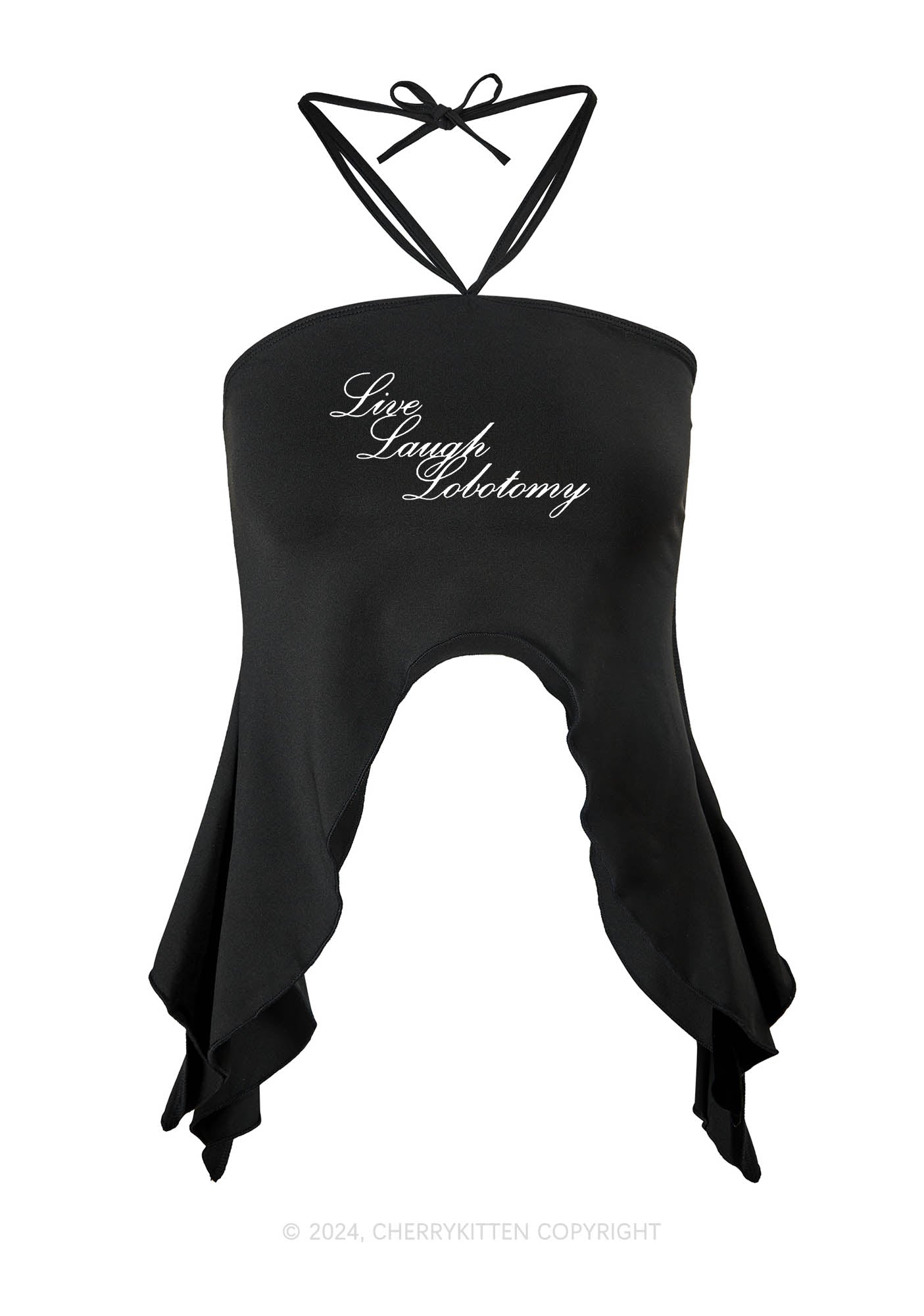 Live Laugh Lobotomy Y2K Halter Top Cherrykitten