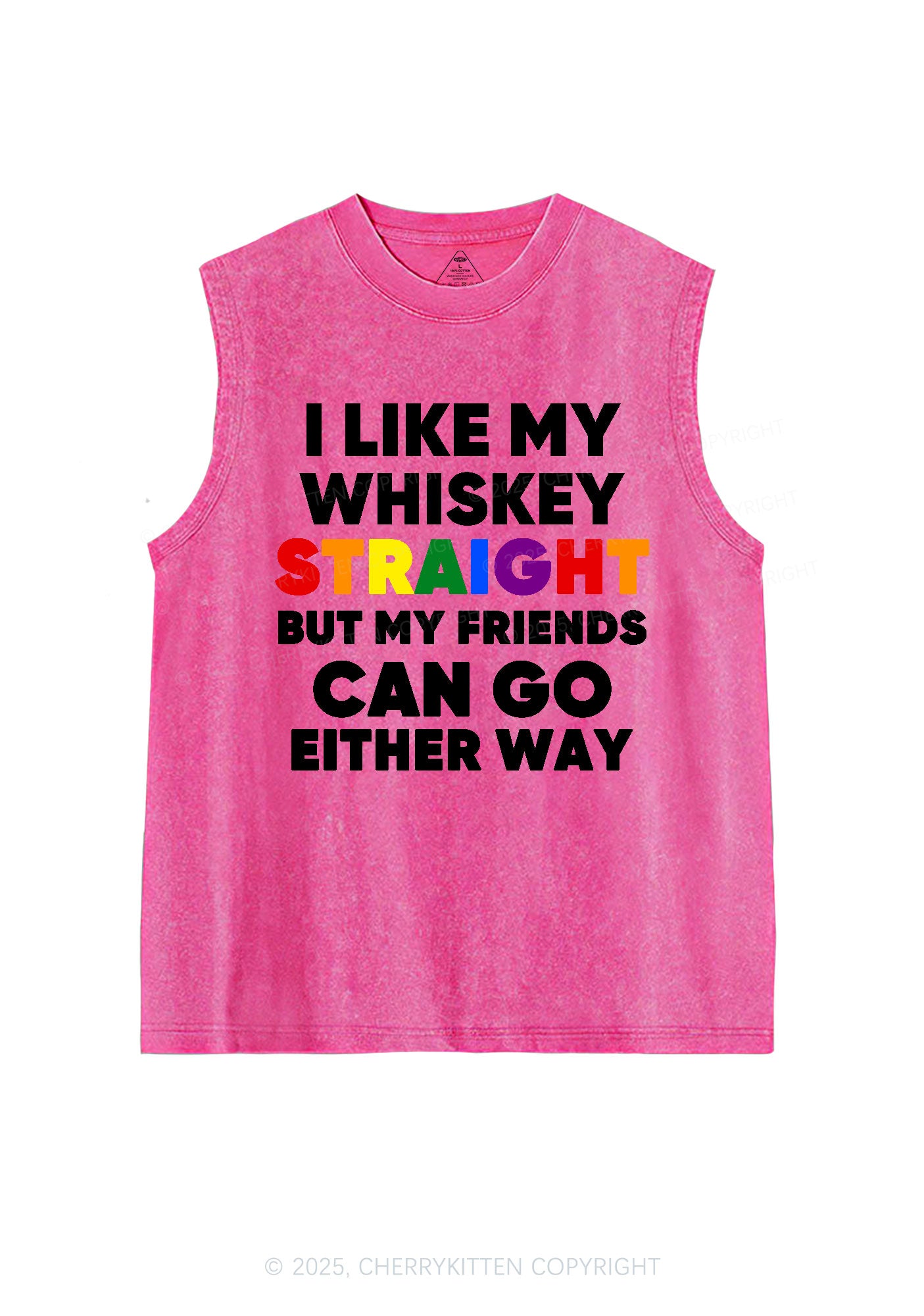 I Like Straight Pride Y2K Washed Muscle Tank Cherrykitten