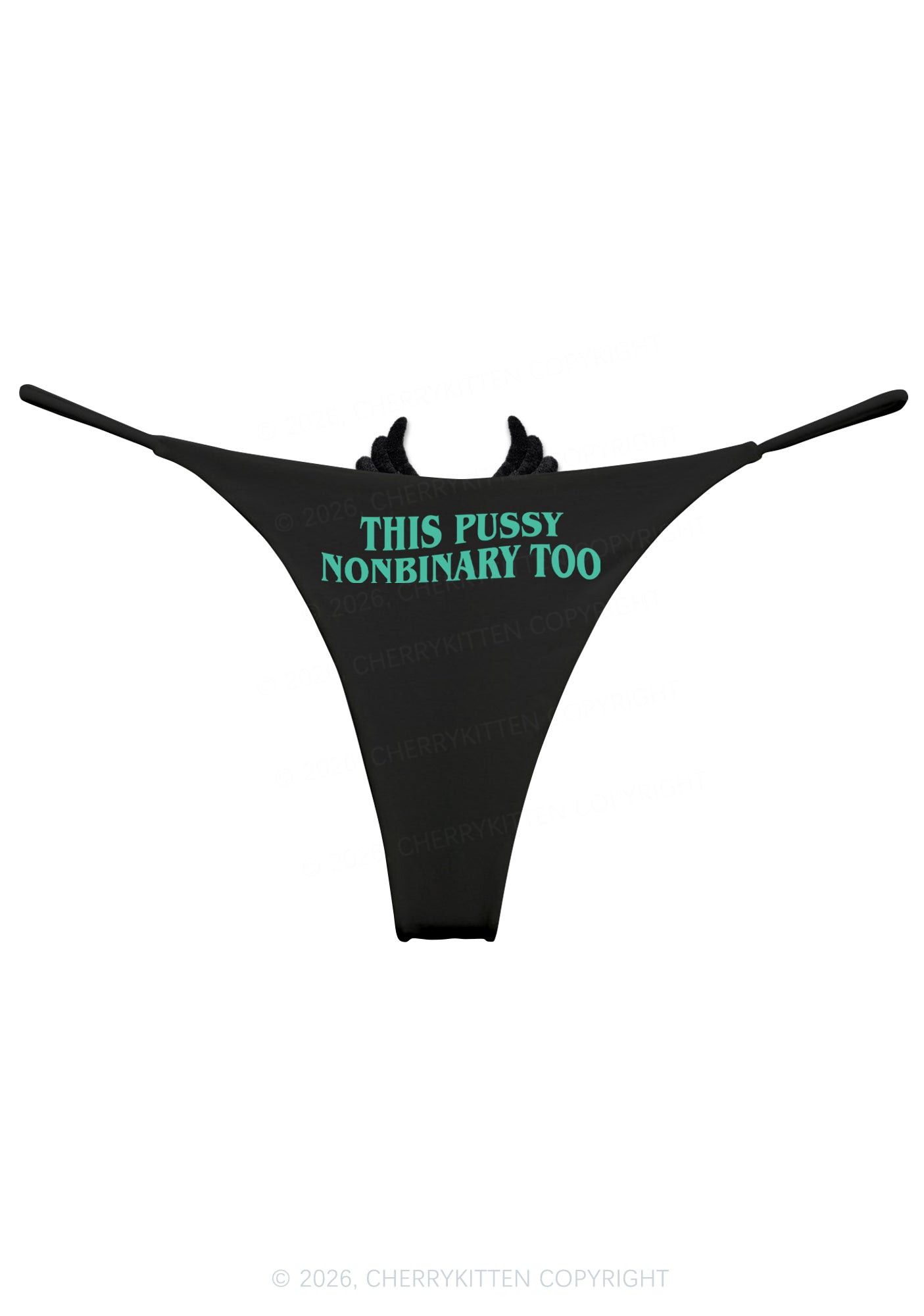 This Puxxy Nonbinary Too Y2K Goth Angel Wings Bikini String Thong Cherrykitten