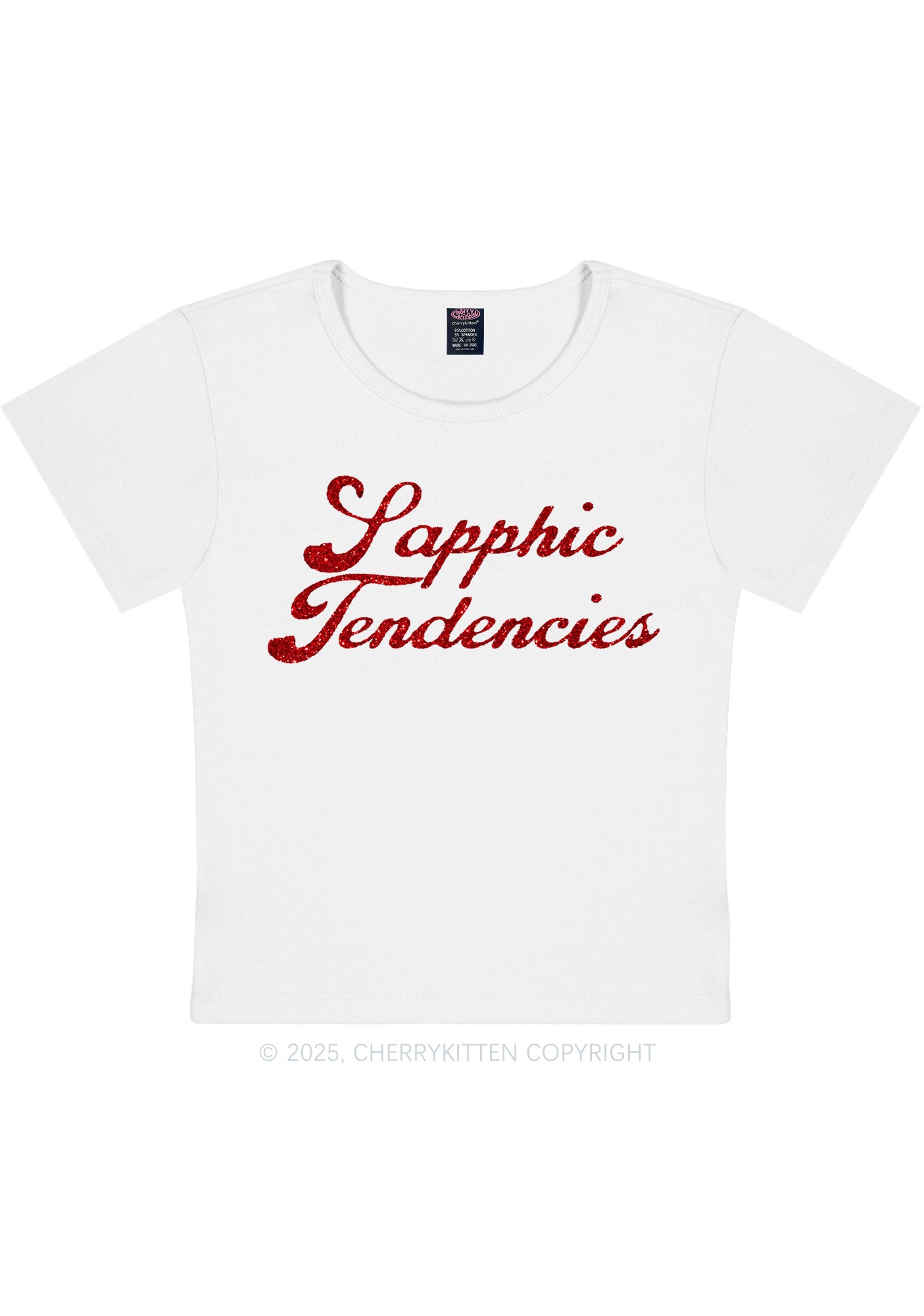 Glitter Sapphic Tendencies Pride Y2K Baby Tee Cherrykitten