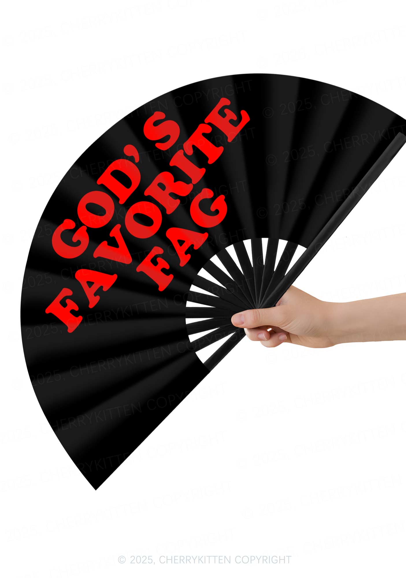 Gods Favorite Fag Pride Y2K Rave Hand Fan Cherrykitten