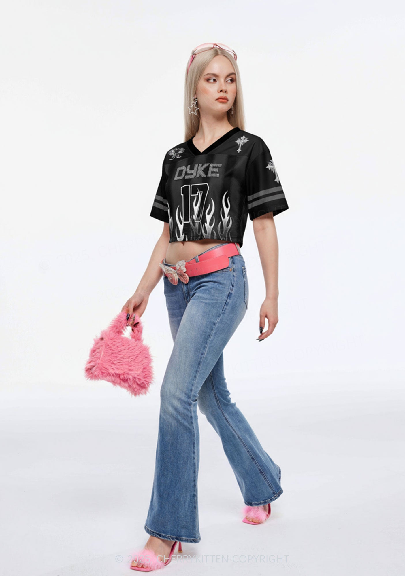 Custom Dyke Pride Y2K Crop Sport Jersey Shirts Cherrykitten