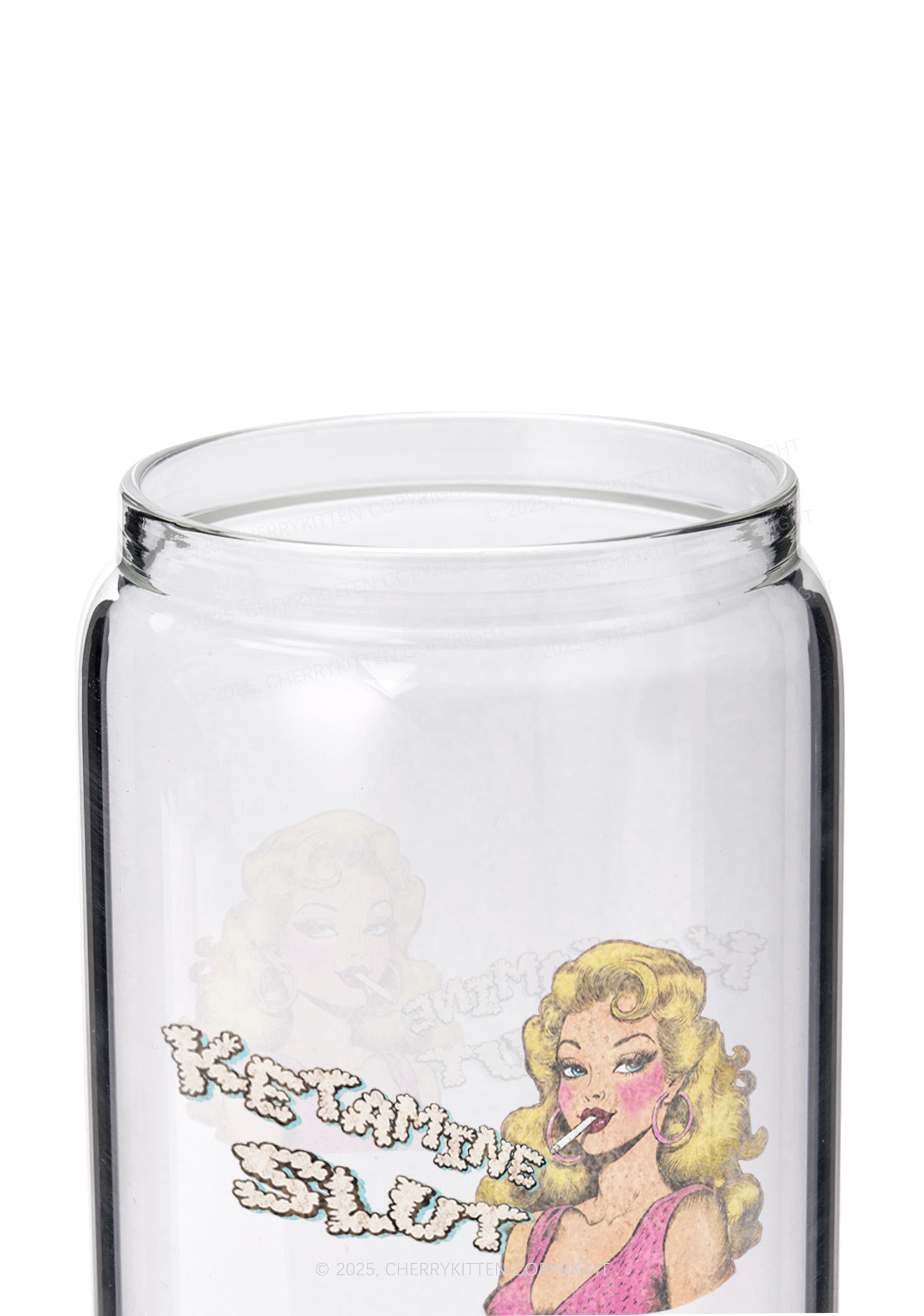 K Slxt Y2K Printed Glass Cup Cherrykitten