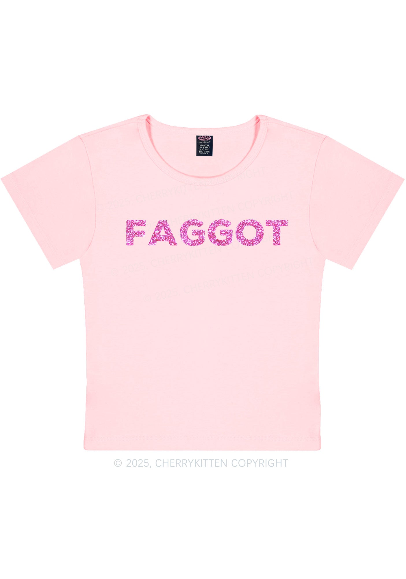 Glitter Faggot Pride Y2K Baby Tee Cherrykitten