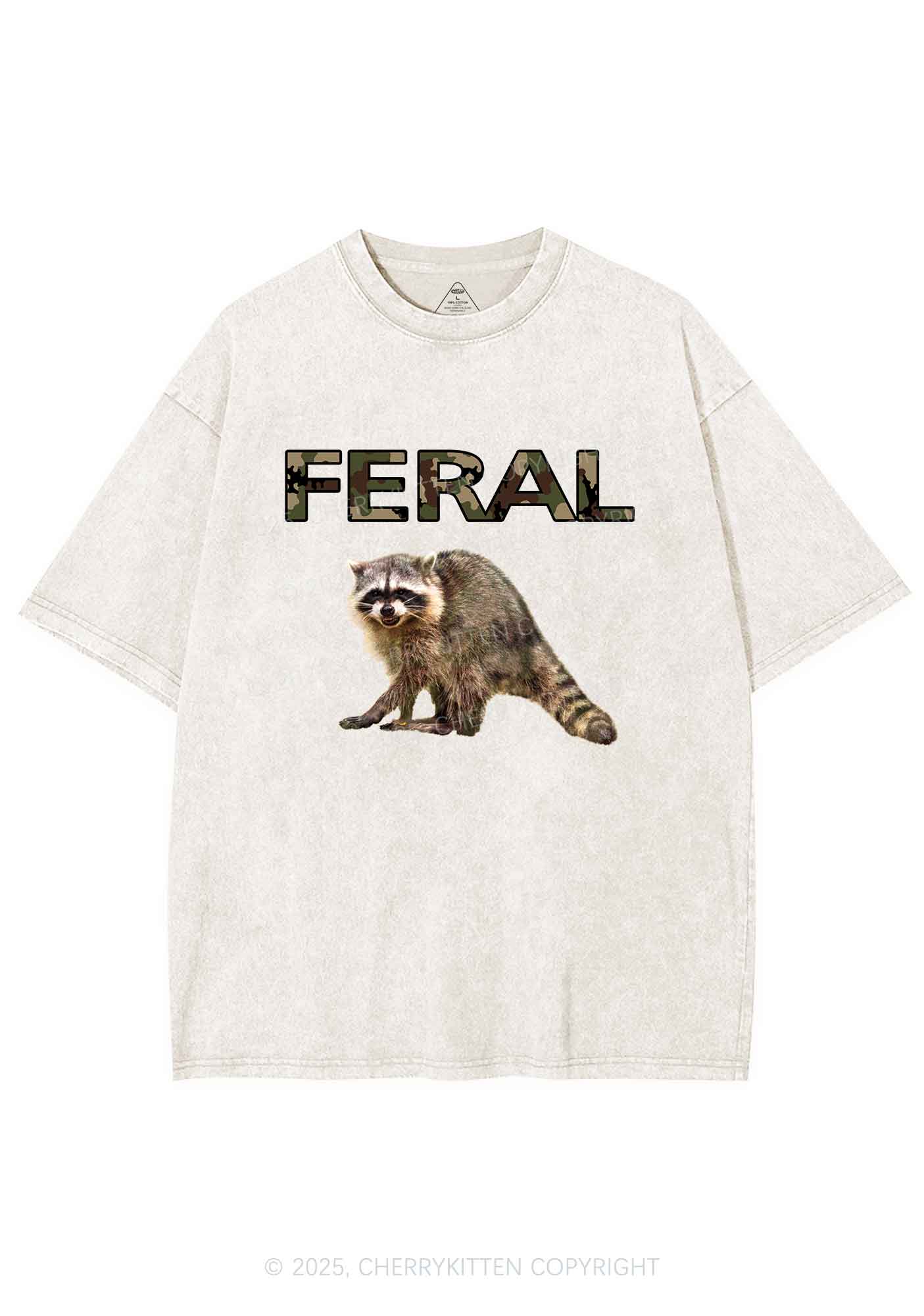 Feral Raccoon Y2K Shirts Washed Tee Cherrykitten