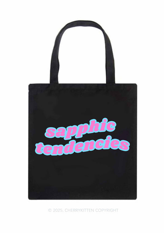 Sapphic Tendencies Pride Y2K Canvas Tote Bag Cherrykitten
