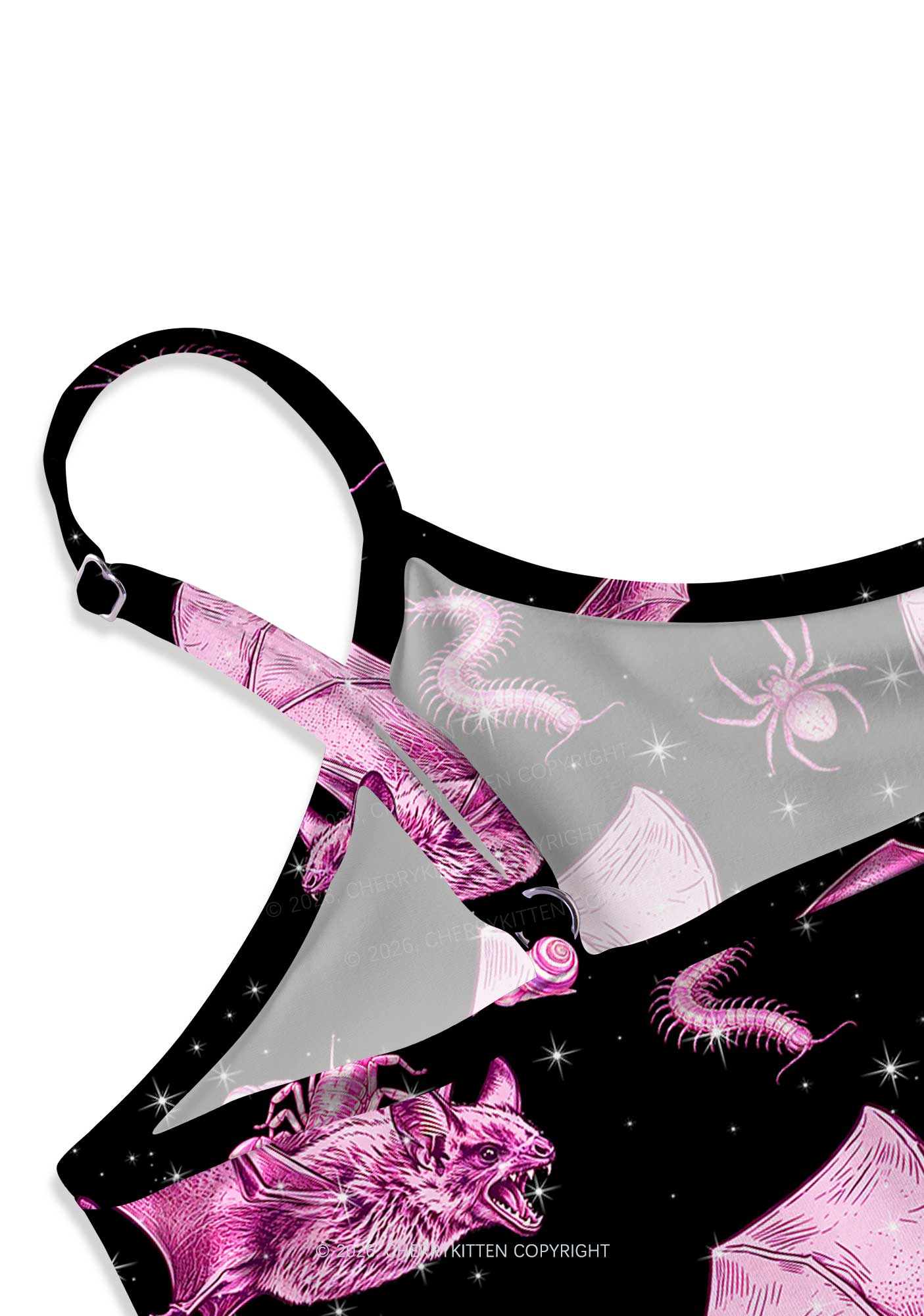 Halloween Pink Bat Y2K Print Slip Dress Cherrykitten