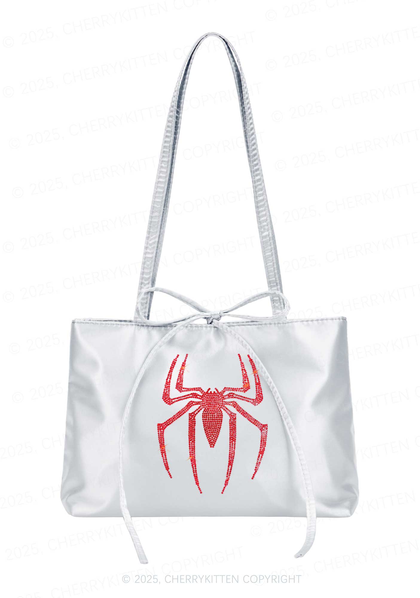 Rhinestone Red Spider Y2K Satin Bags Cherrykitten