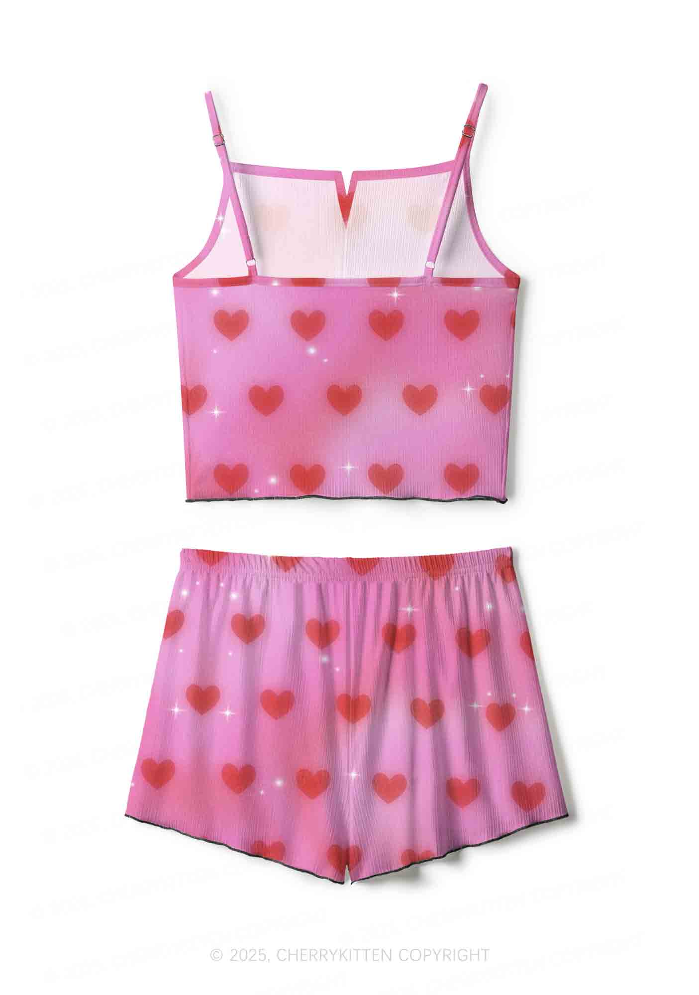 Shiny Love Y2K Print Cami Shorts Pajama Set Cherrykitten