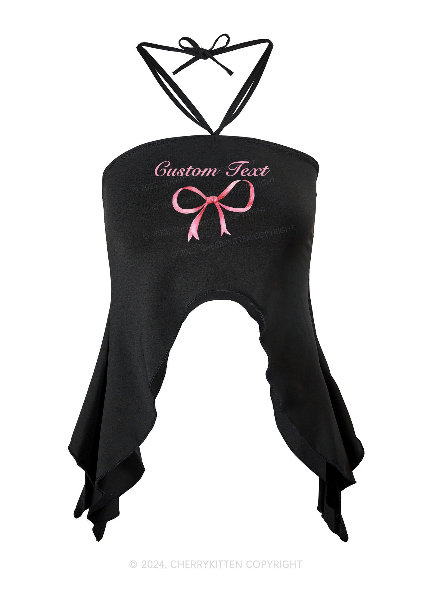 Custom Text Y2K Halter Top Cherrykitten