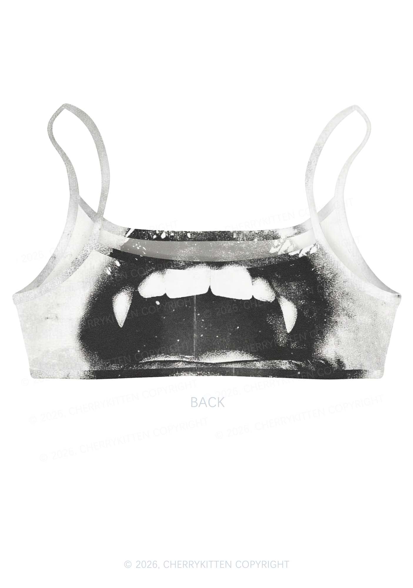 Halloween Vampire Lips Y2K Print Super Crop Cami Cherrykitten