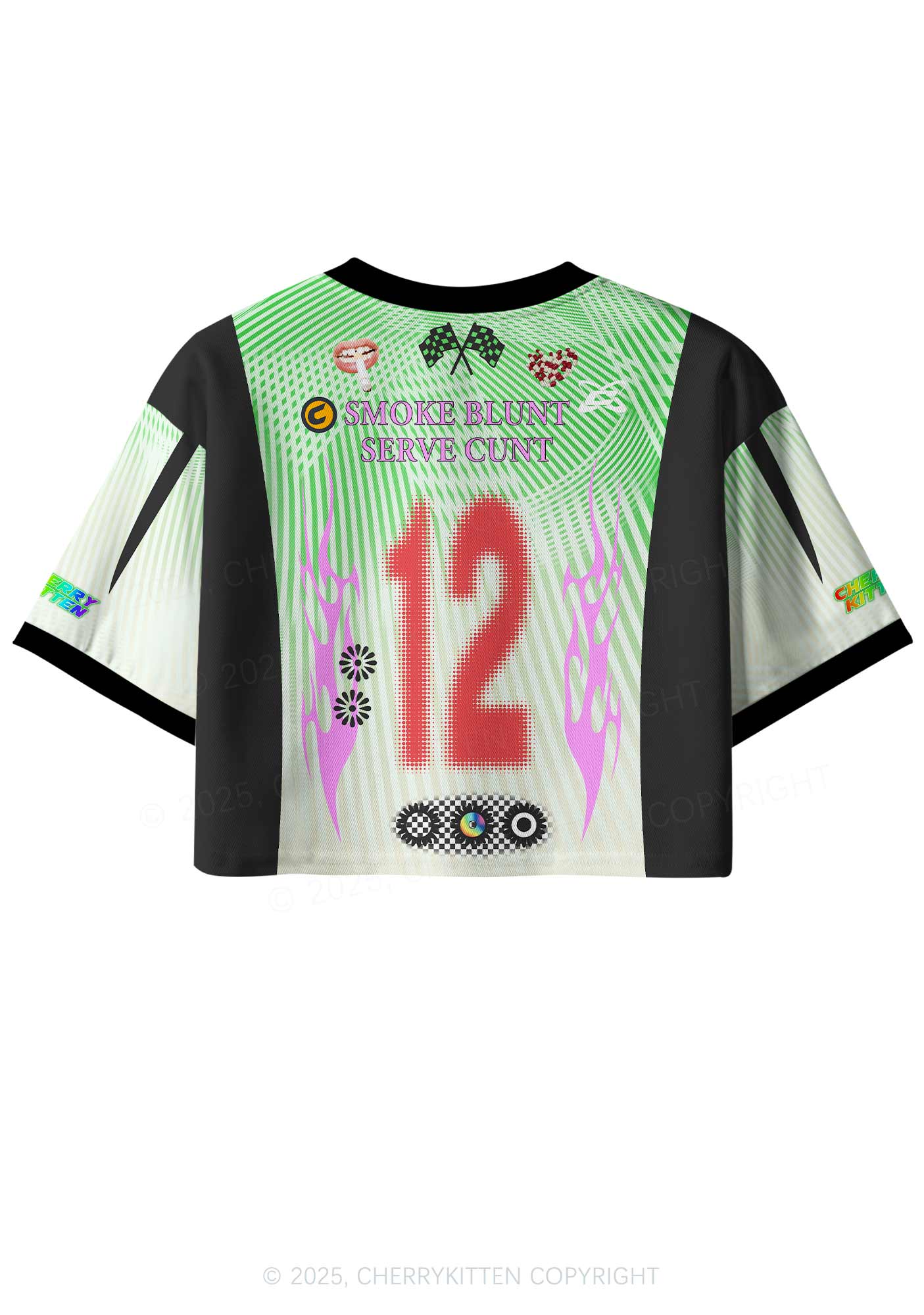 Custom Green Smoke Blunt Y2K Crop Sport Jersey Shirts Cherrykitten