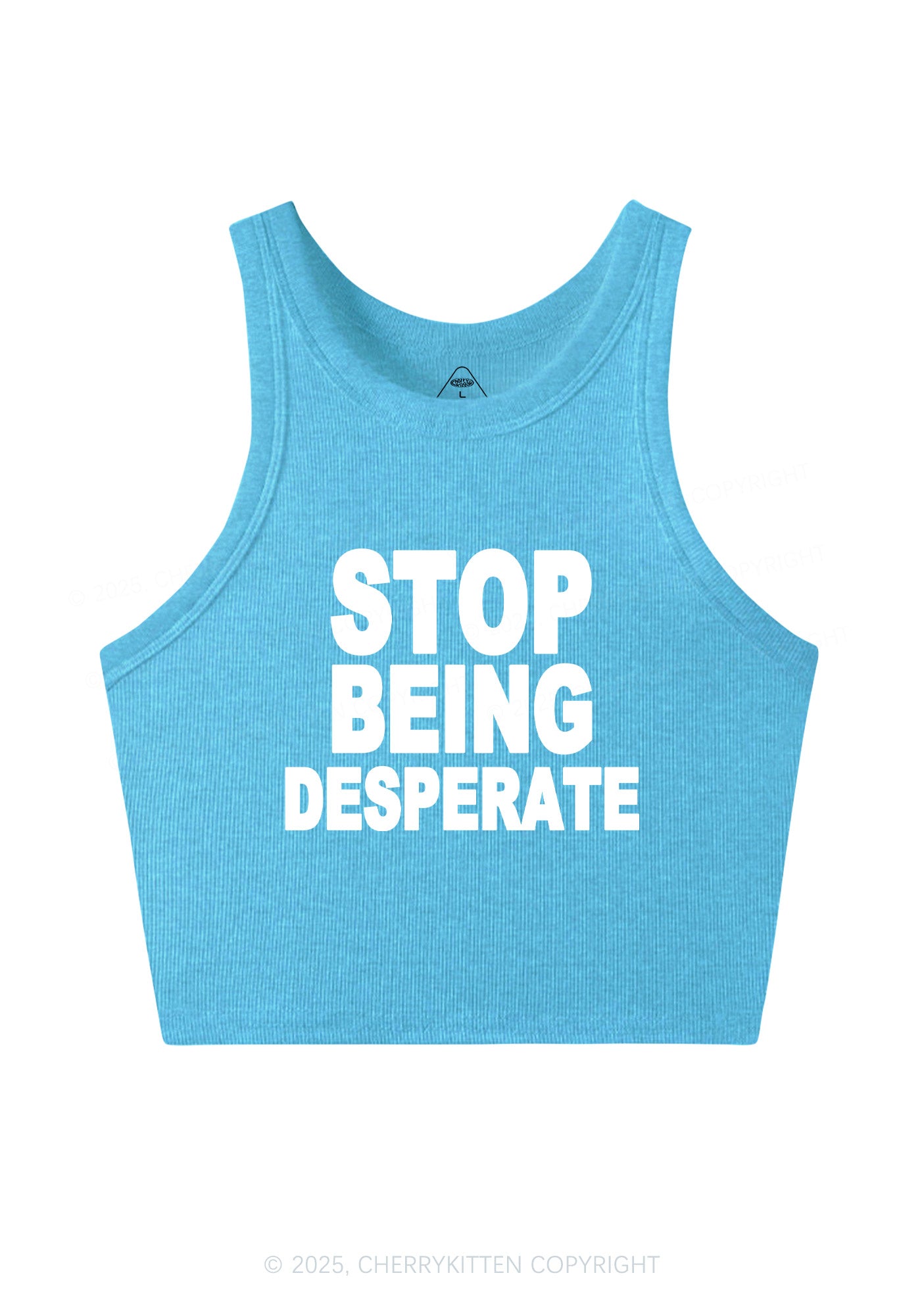 Stop Being Desperate Y2K Crop Tank Top Cherrykitten