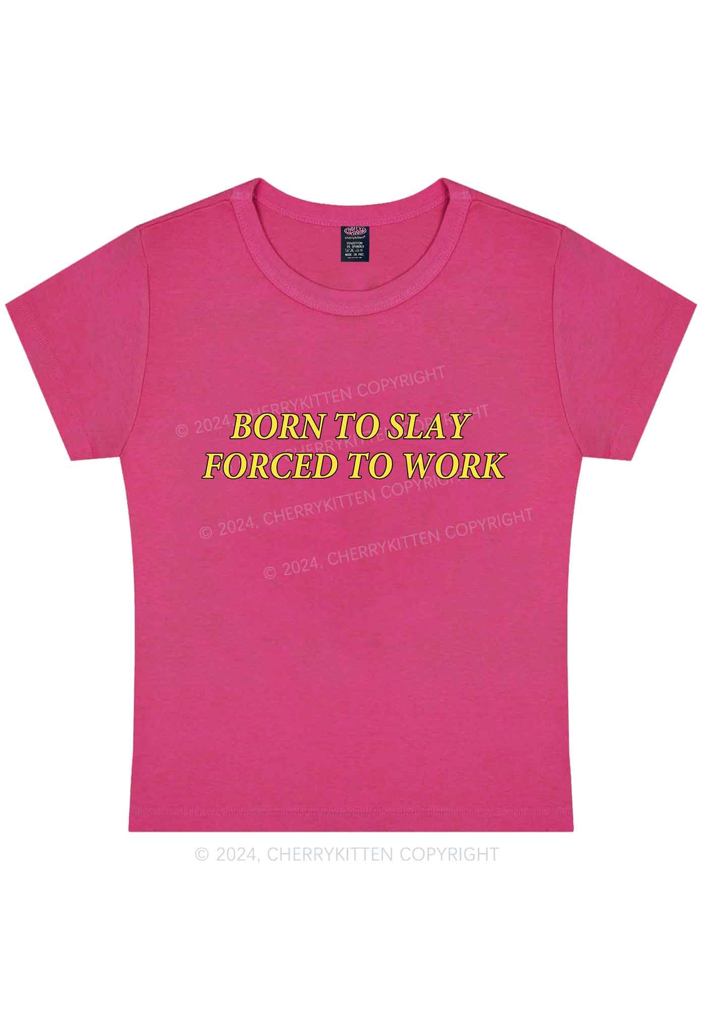 Curvy Forced To Work Y2K Baby Tee Cherrykitten