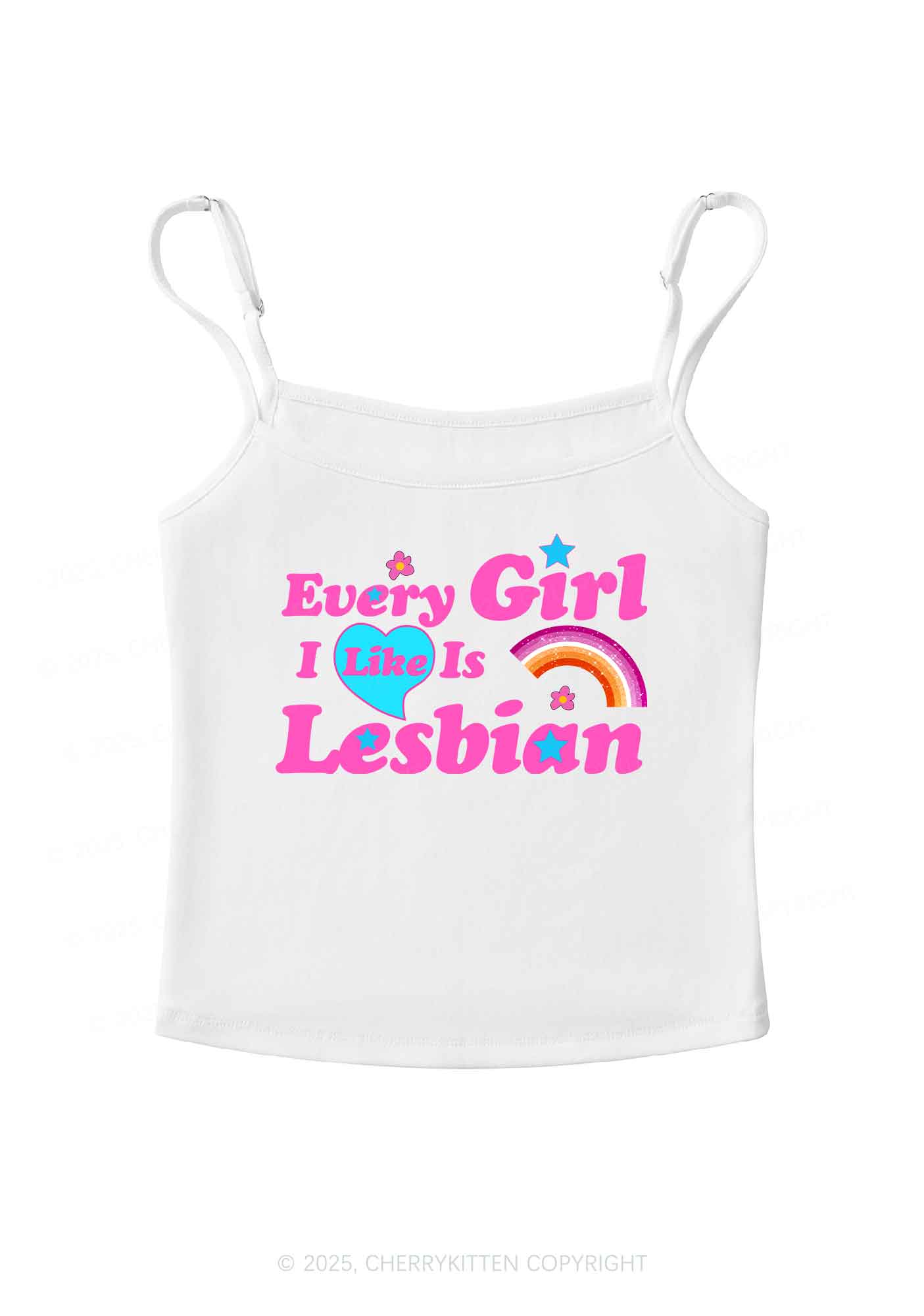 I Like Lesbian Girl Pride Y2K Spaghetti Strap Cami Cherrykitten