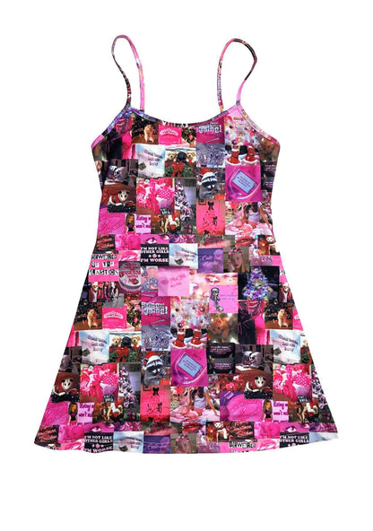 Pink Y2K Collage Pajama Cami Dress