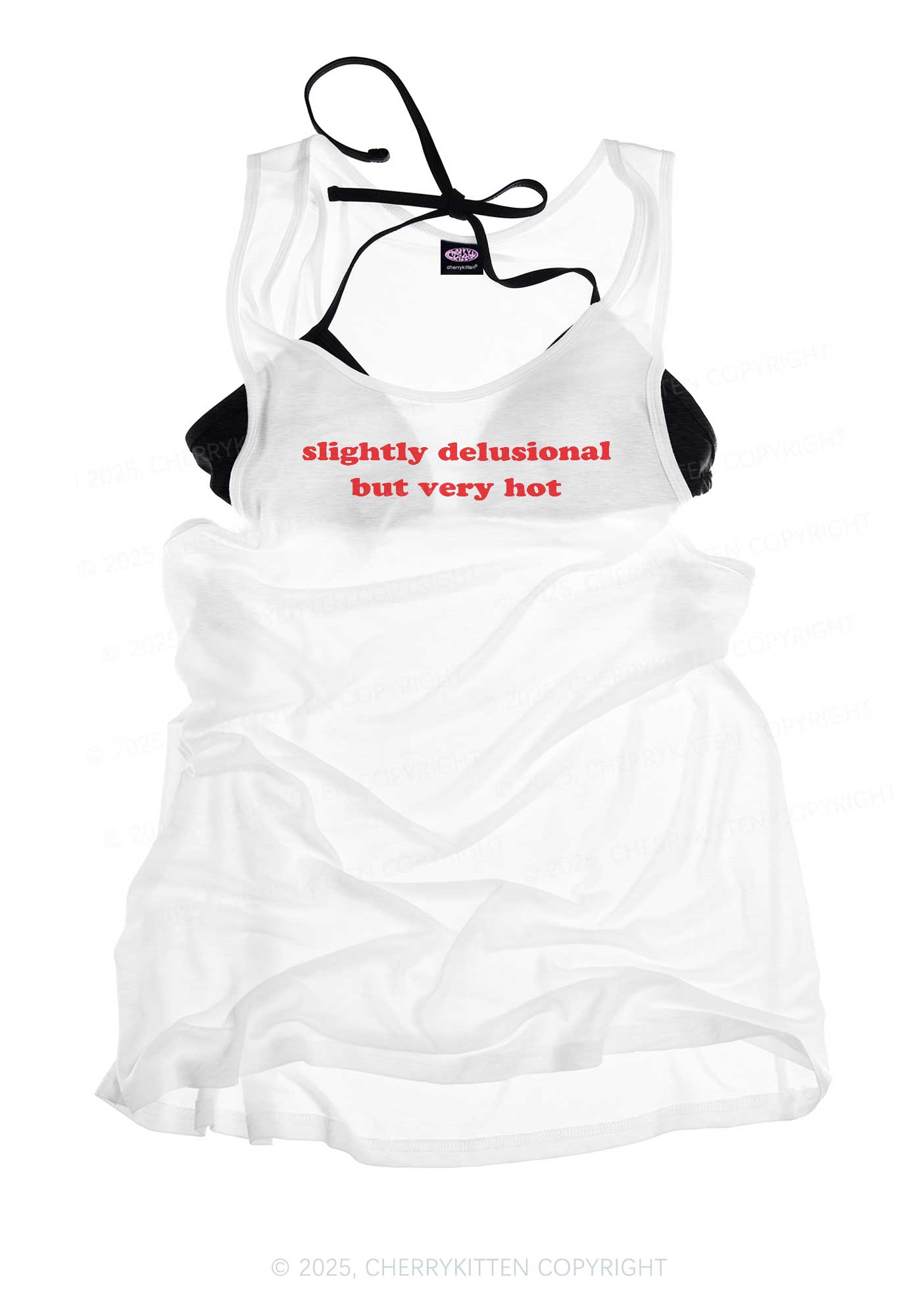 Slightly Delusional But Very Hot Y2K Sheer Boyfriend Tank Cherrykitten