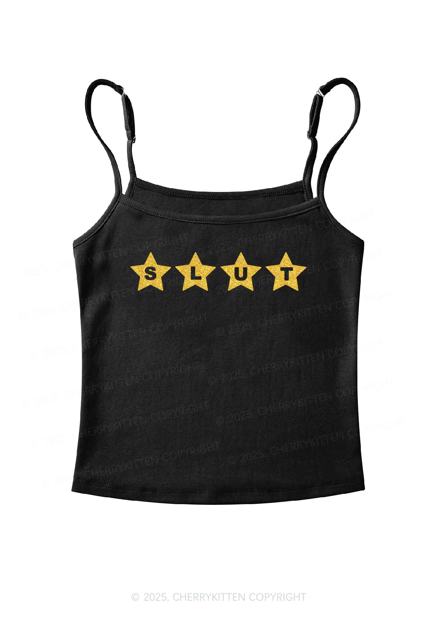 Glitter Slxt Y2K Spaghetti Strap Cami Cherrykitten