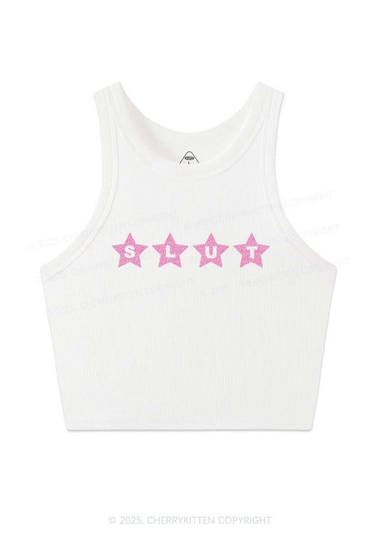 Glitter Slxt Y2K Crop Tank Top Cherrykitten