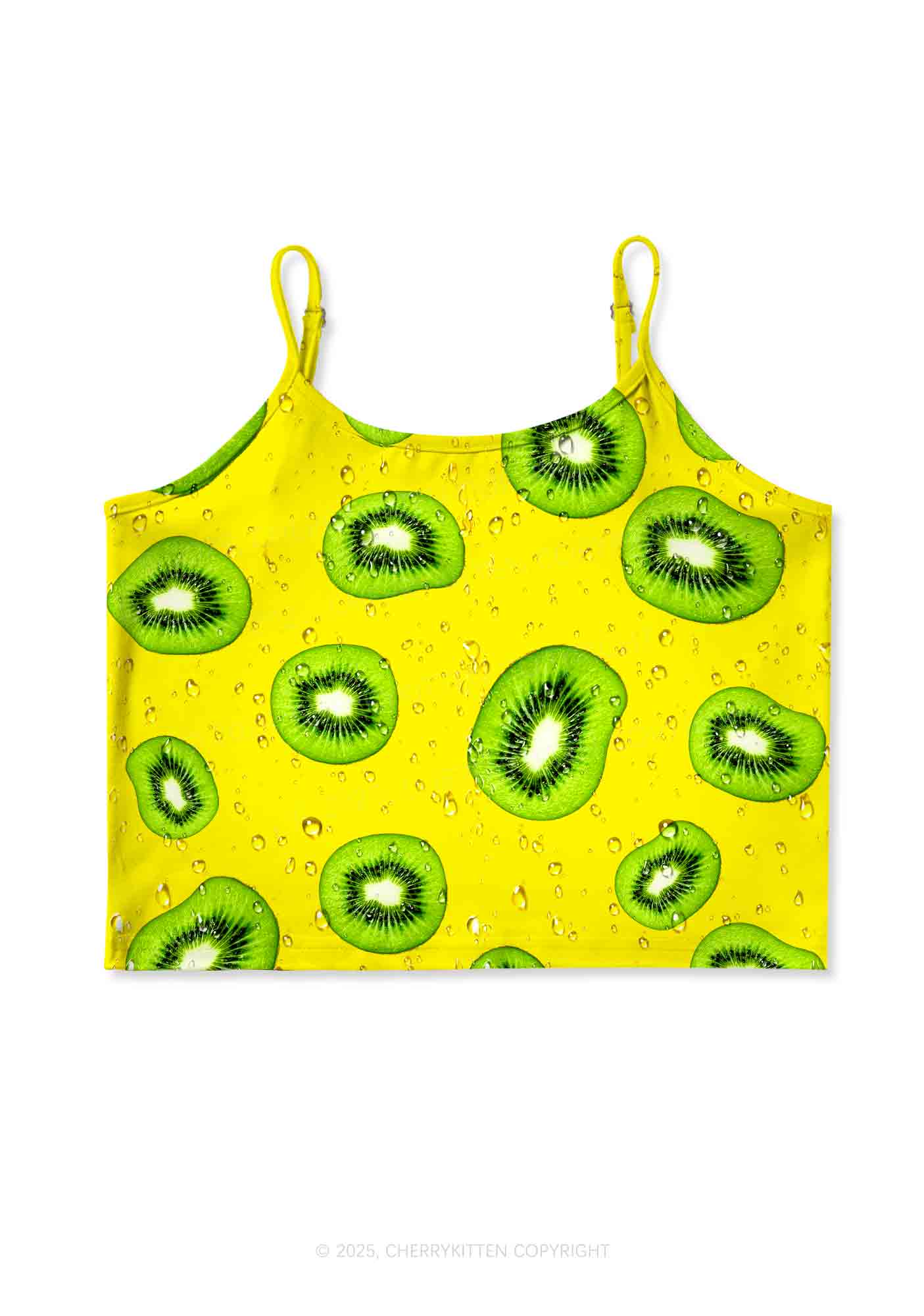 Yellow Kiwi Y2K Print Cami Crop Top Cherrykitten