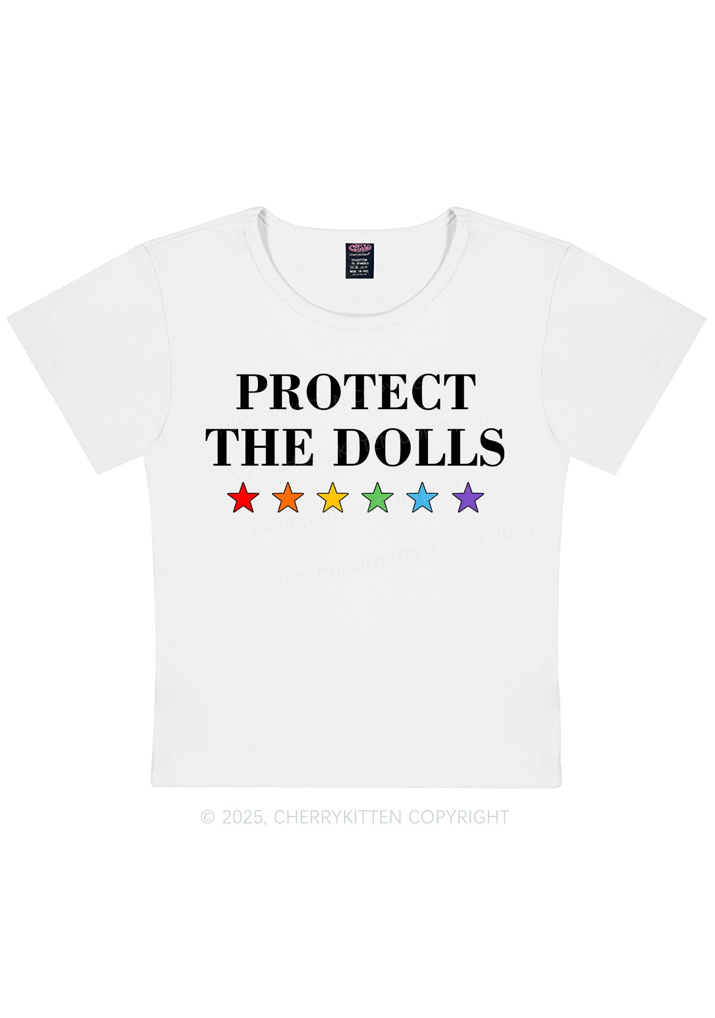 Protect The Dolls Pride Y2K Baby Tee Cherrykitten